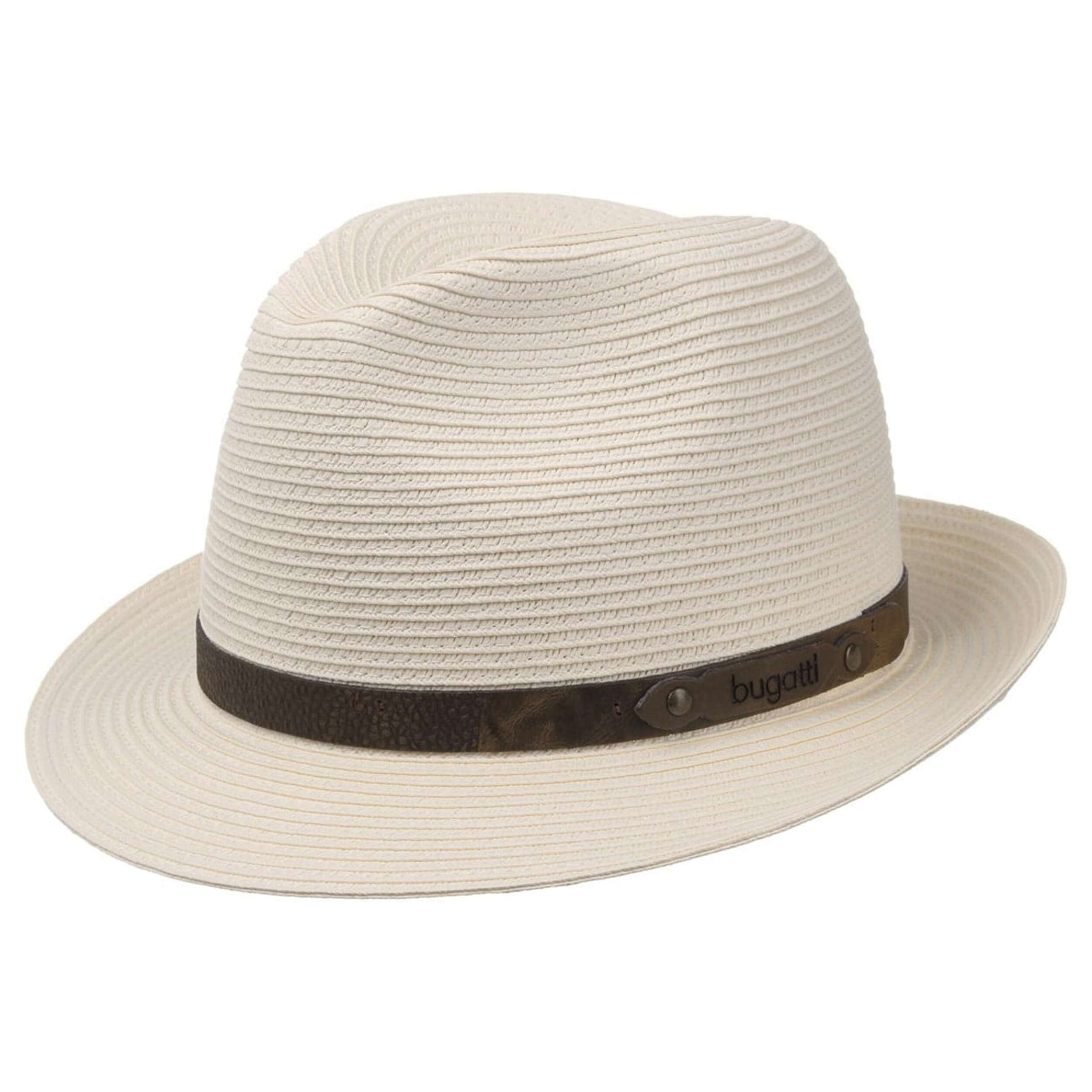 Bugatti Cappello Estivo In Carta Per Uomo Con Fascia In Pelle - Protezione Solare, Taglie 55-61