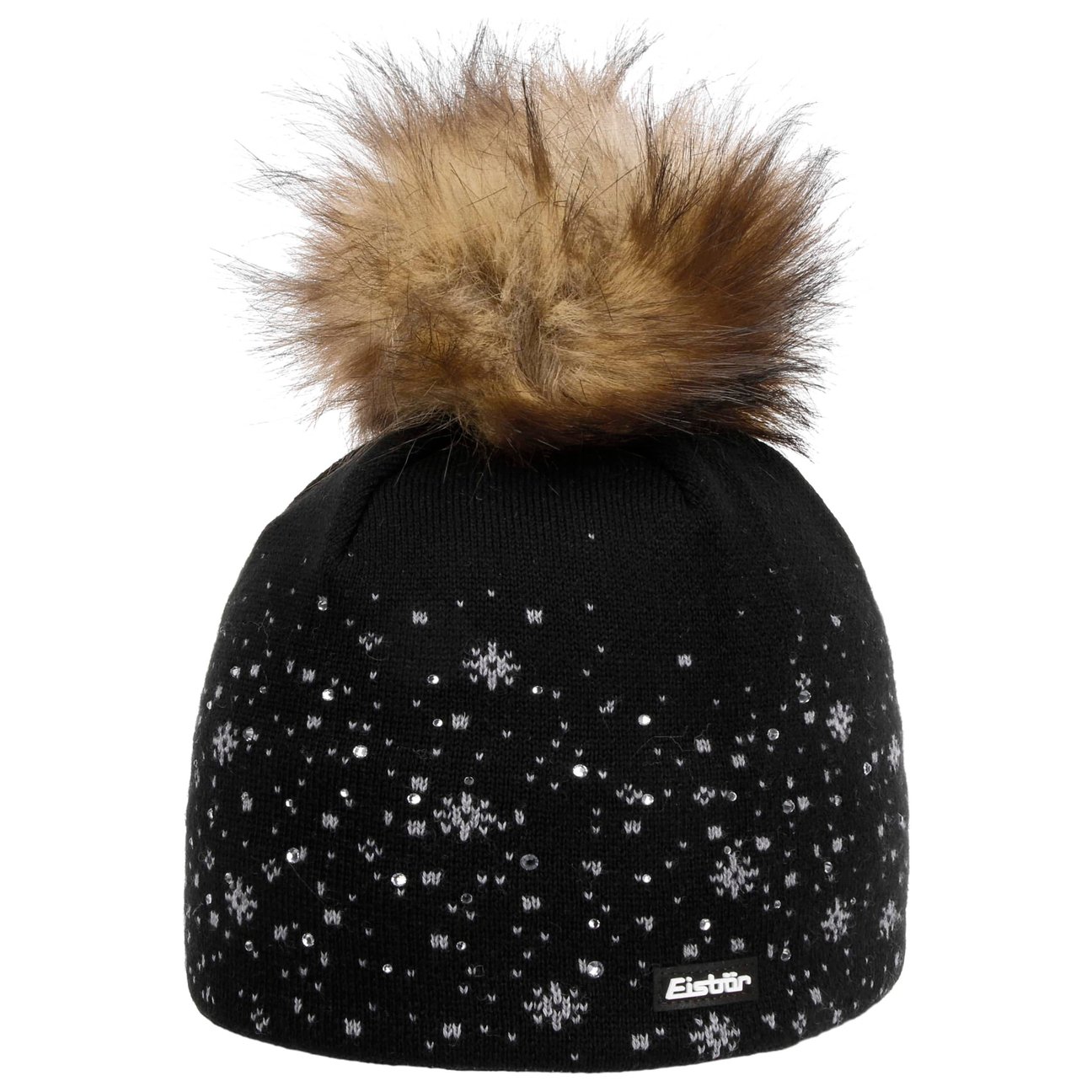 Eisbär Donna Blu Scuro Beanie Lavorato A Maglia Rana Lux By