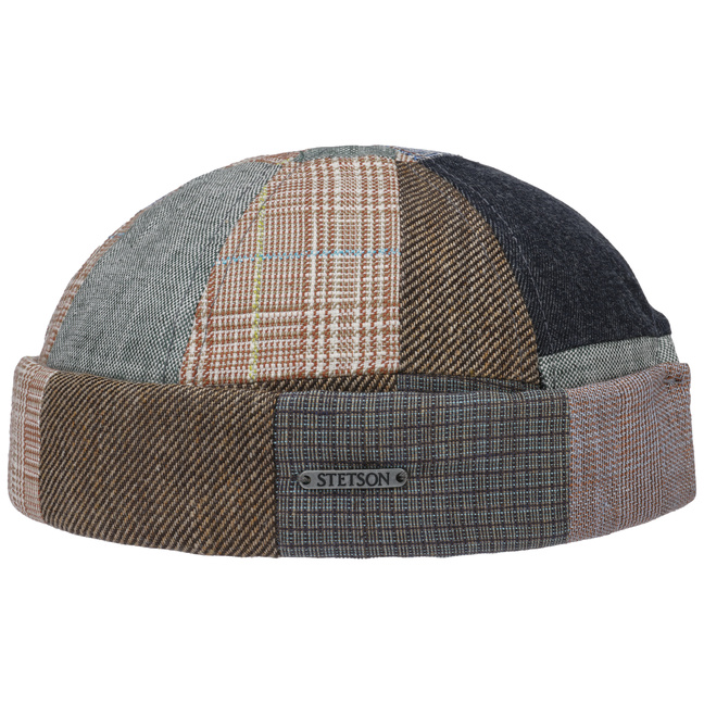 Stetson Berretto Docker Clarson Patchwork Uomo: Lino E Lana, Chiusura A Strappo, Made In EU