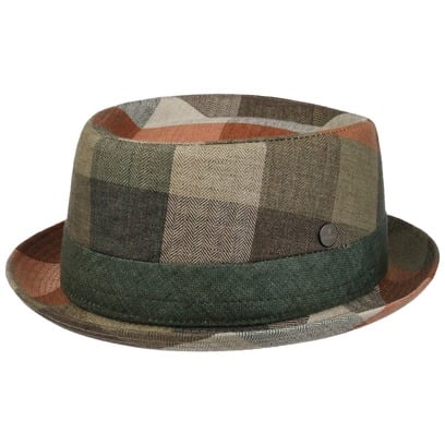 Cappello in Lino Big Check Pork Pie by Lierys