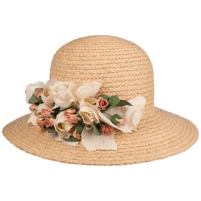 Cappello Rafia con Fiori Telina by Lierys