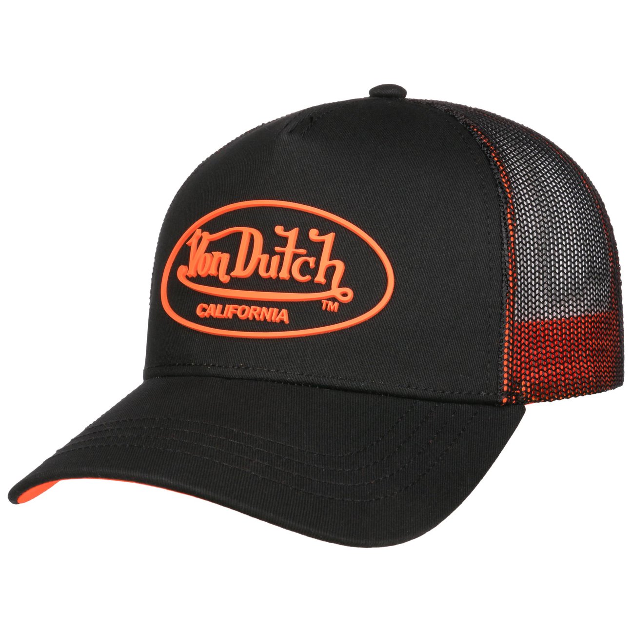 Von Dutch Unisex Nero-Arancia Cappellino Trucker Neon Logo By