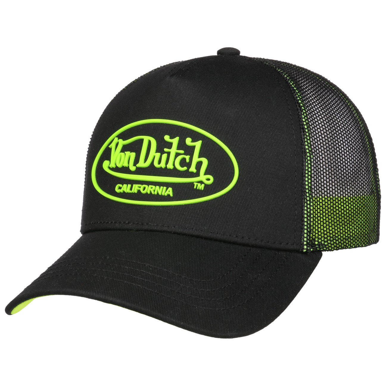 Von Dutch Unisex Nero-Giallo Cappellino Trucker Neon Logo By