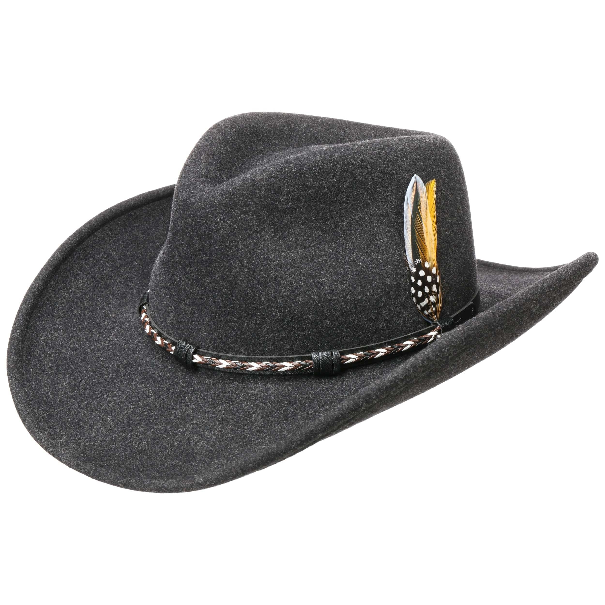 Stetson Valrico Cappello VitaFelt Uomo - Made In USA Da Outdoor Cappelli Feltro Di Lana Con Fascia Pelle Estate Inverno M 56 57 Cm Blu 124574125