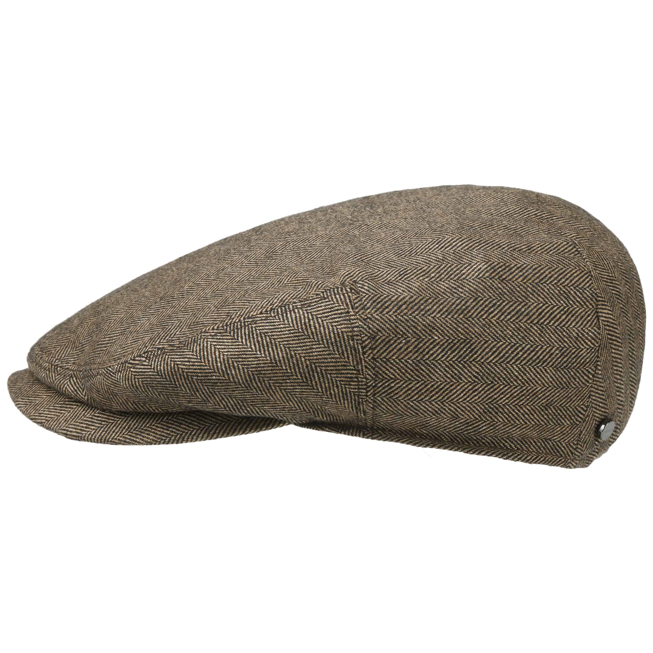 Coppola Uomo LIERYS In Lana A Spina Di Pesce - Con Visiera E Fodera, Made In Italy, Per Autunno/Inverno