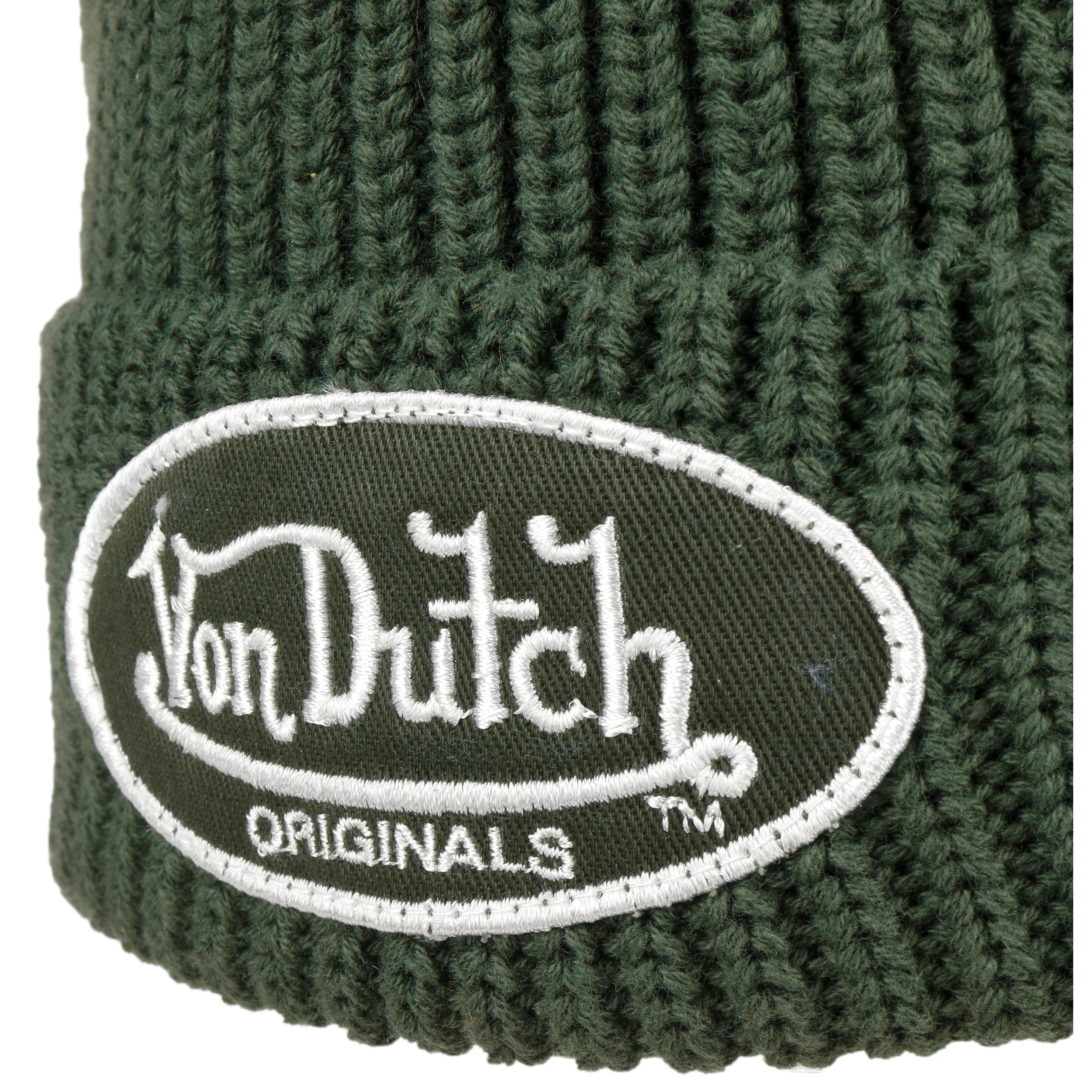 Von Dutch Berretto Invernale In Maglia Fine Con Risvolto, Heritage Logo, Taglia Unica (55-60 Cm), Nero