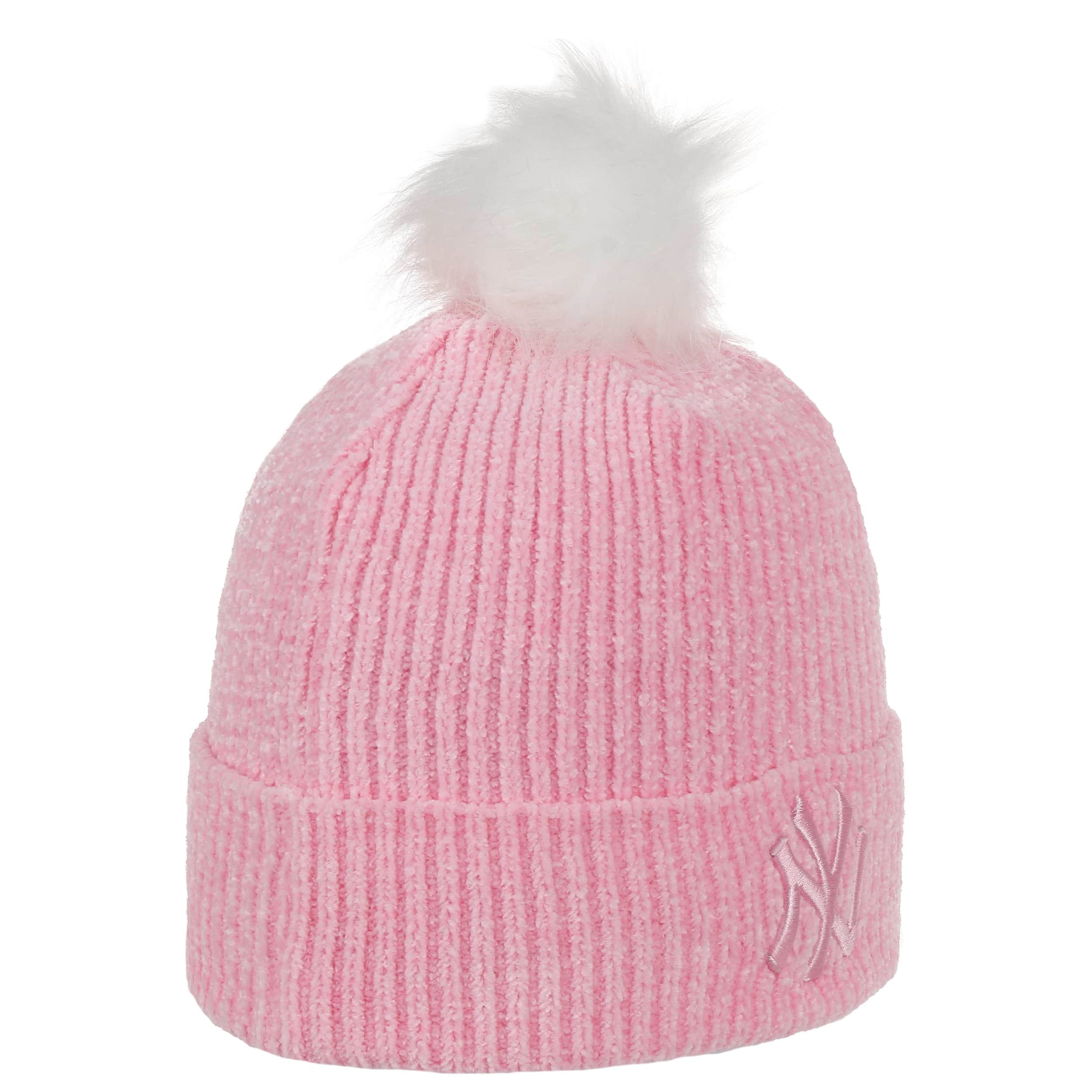 Beechfield Berretto Invernale In Lana B413 - Modello A Maglia Con Pompon E Bobolo - Rosa Scuro
