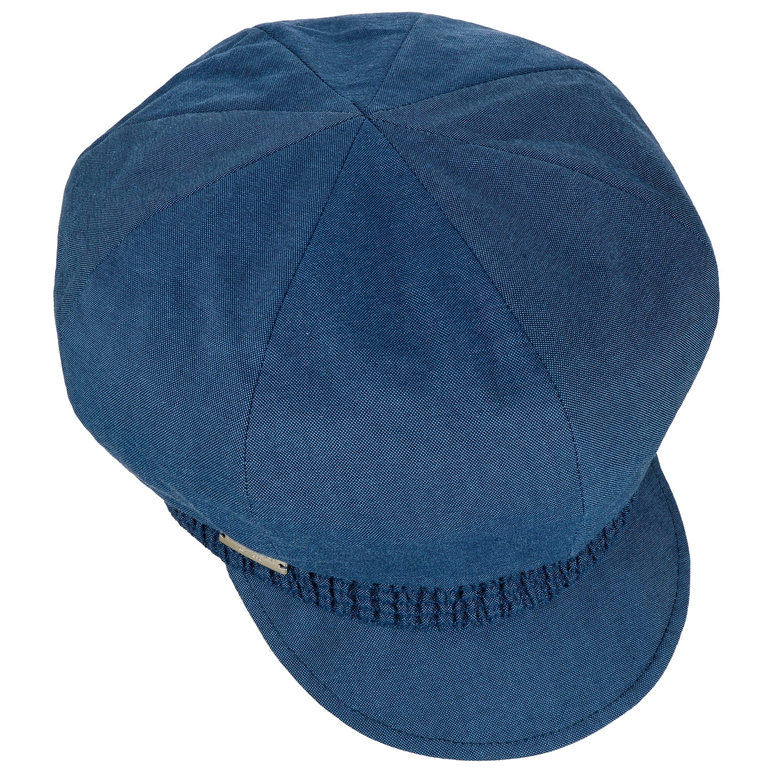 Seeberger Berretto Newsboy In Cotone Per Donna, Chambray, Con Visiera, Taglia Unica 55-62 Cm