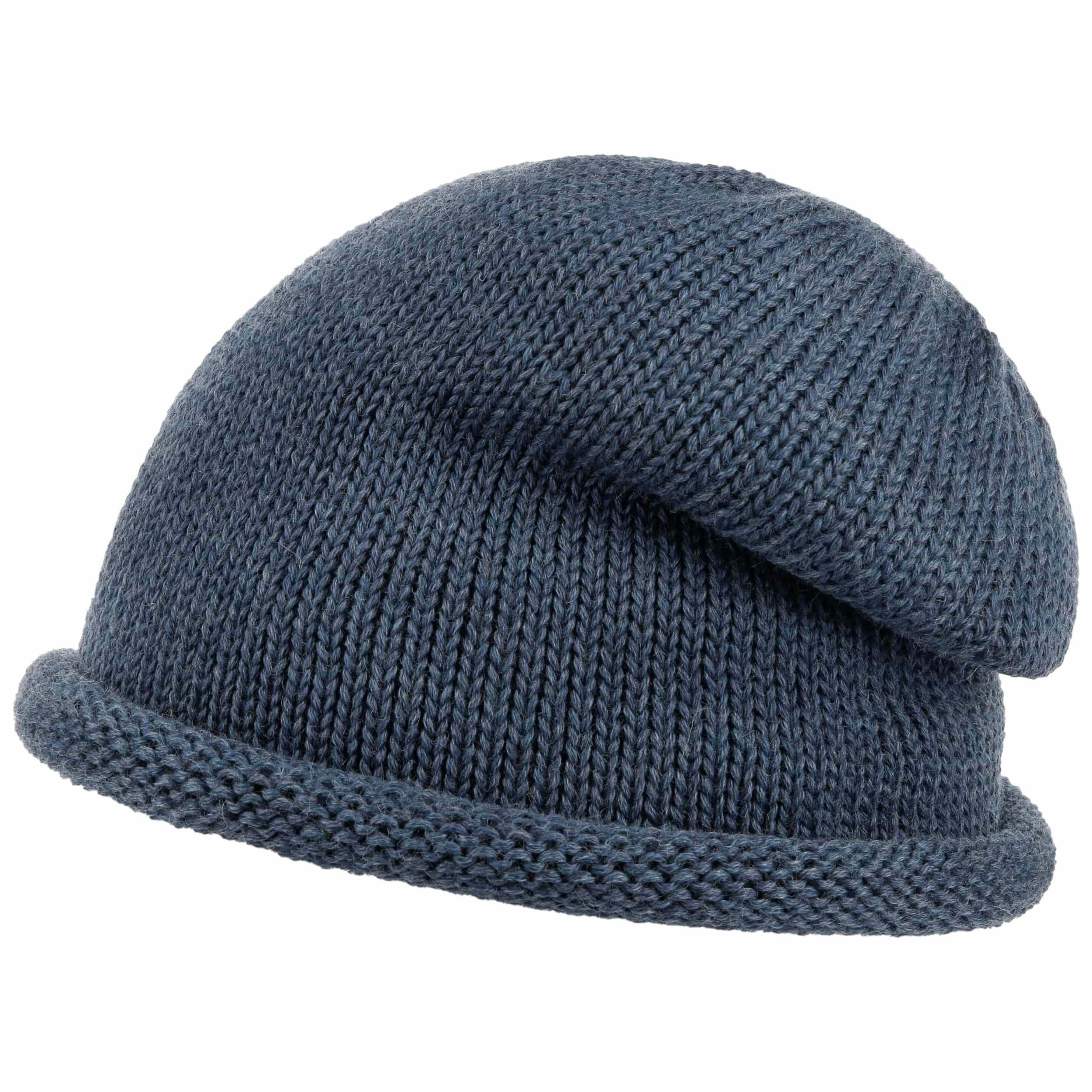 Fiebig Berretto Docker In Misto Lana Con Bordo Arrotolato – Fodera Interna A Quadri, Unisex, Taglie 55-61 Cm, Blu Mare