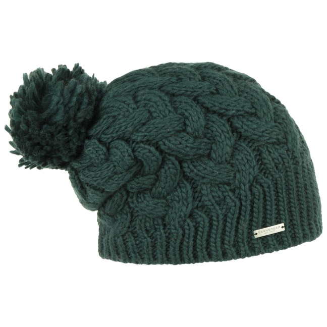 cappello pompon di pelliccia verde - Lucy Pompom khaki Seeberger : Headict