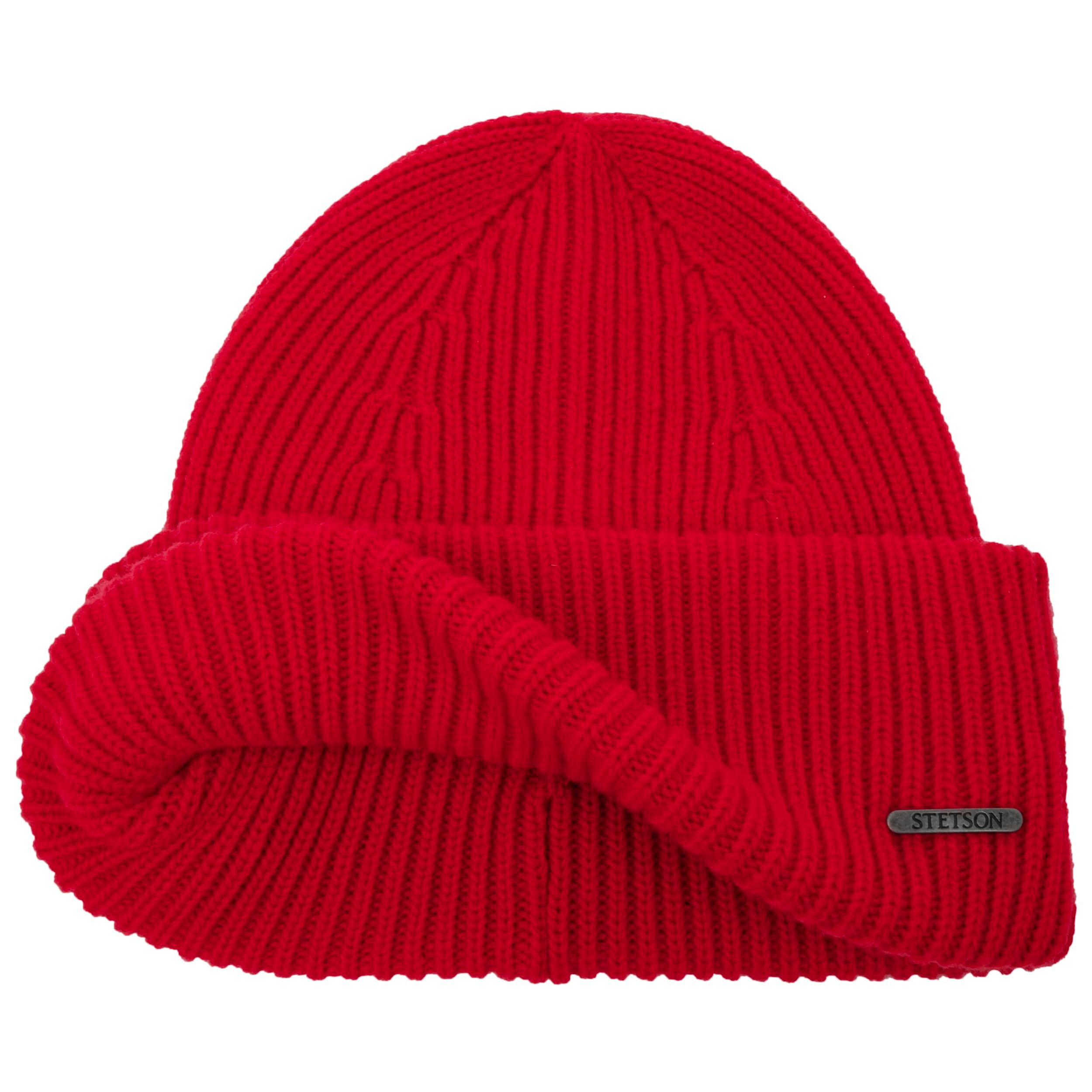 Stetson Berretto Invernale In Lana Merino - Modello Wisconsin Con Risvolto - Unisex - Prodotto In Italia - Blu