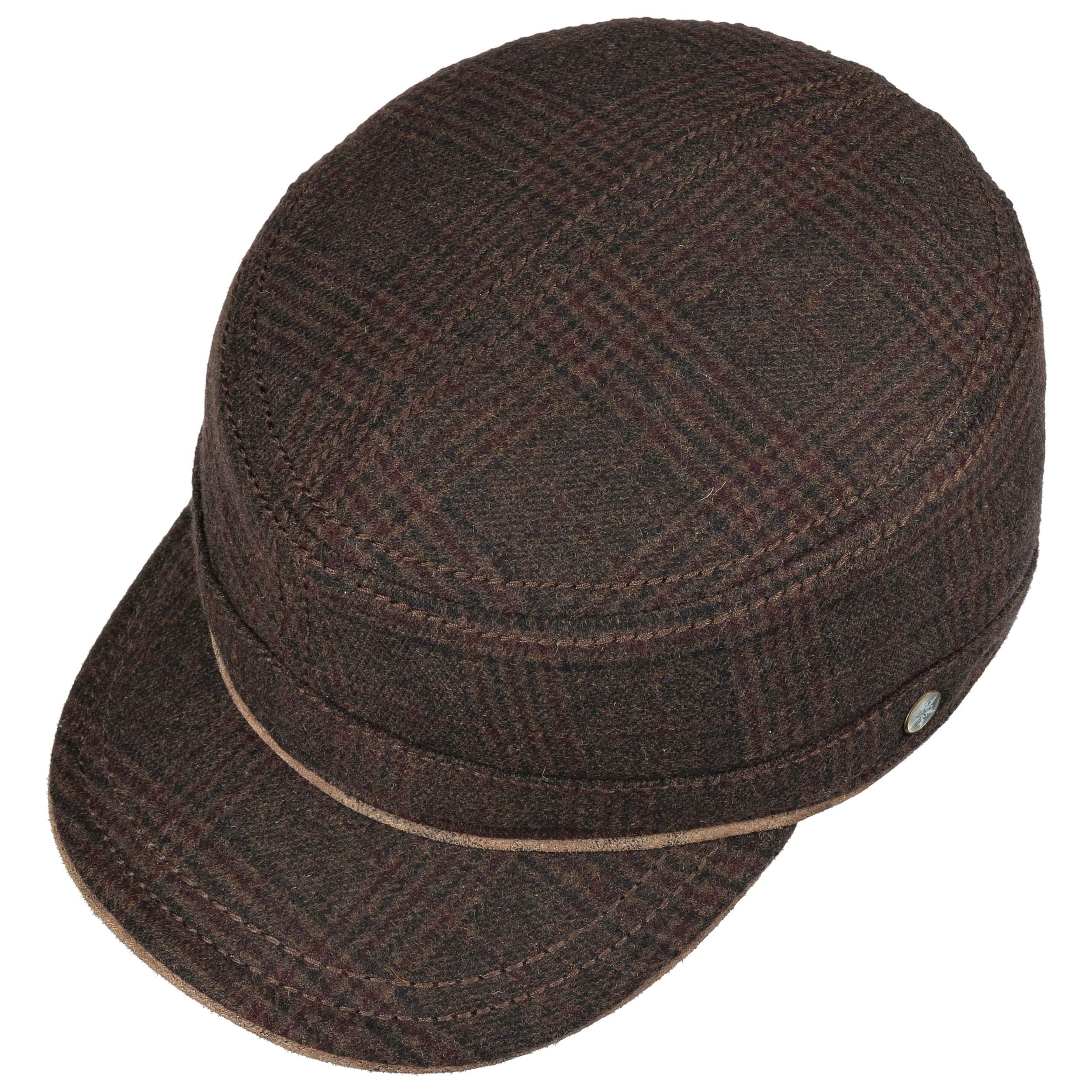 Stetson Cappellino Army Herringbone con Fodera Uomo - Cappello Invernale Chiuso Dietro, Visiera, Inverno Autunno/Inverno - S (54-55 cm) Oliva Scuro