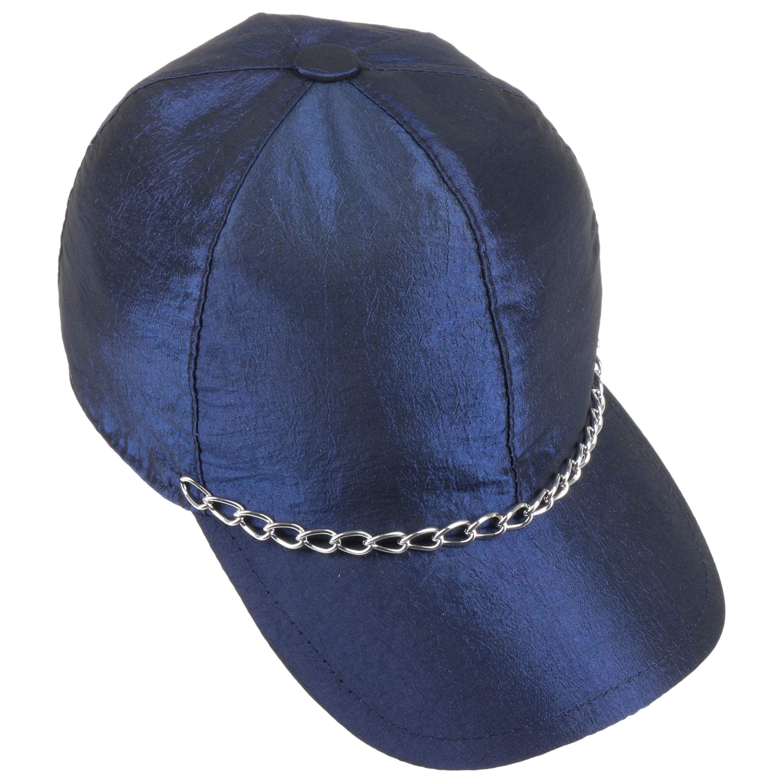 Cappello In Pelle Nera Con Catena Anni '80, Cappello In Pelle Con