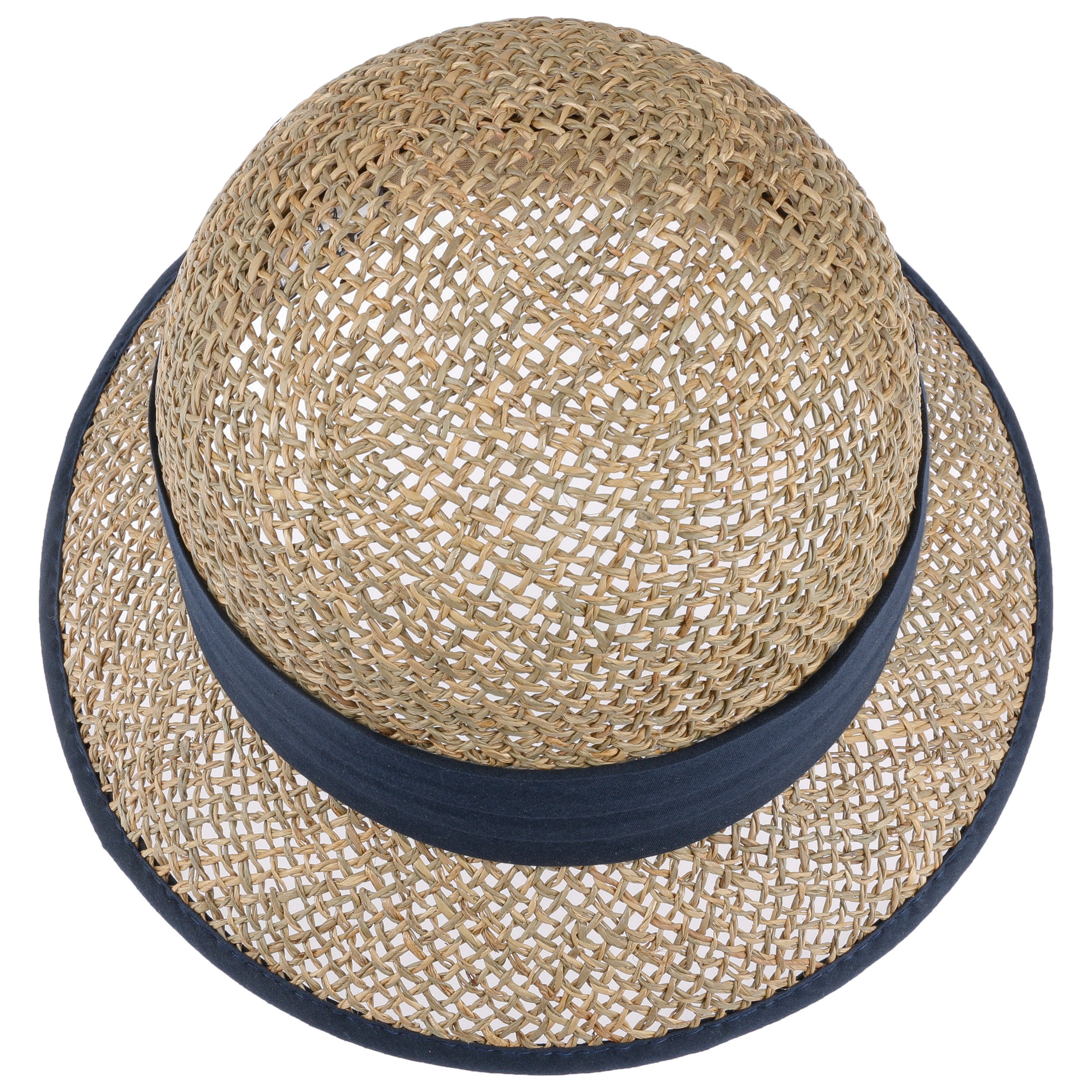Seeberger Cappello di Paglia Lisana da Sole Donna Taglia Unica - Blu