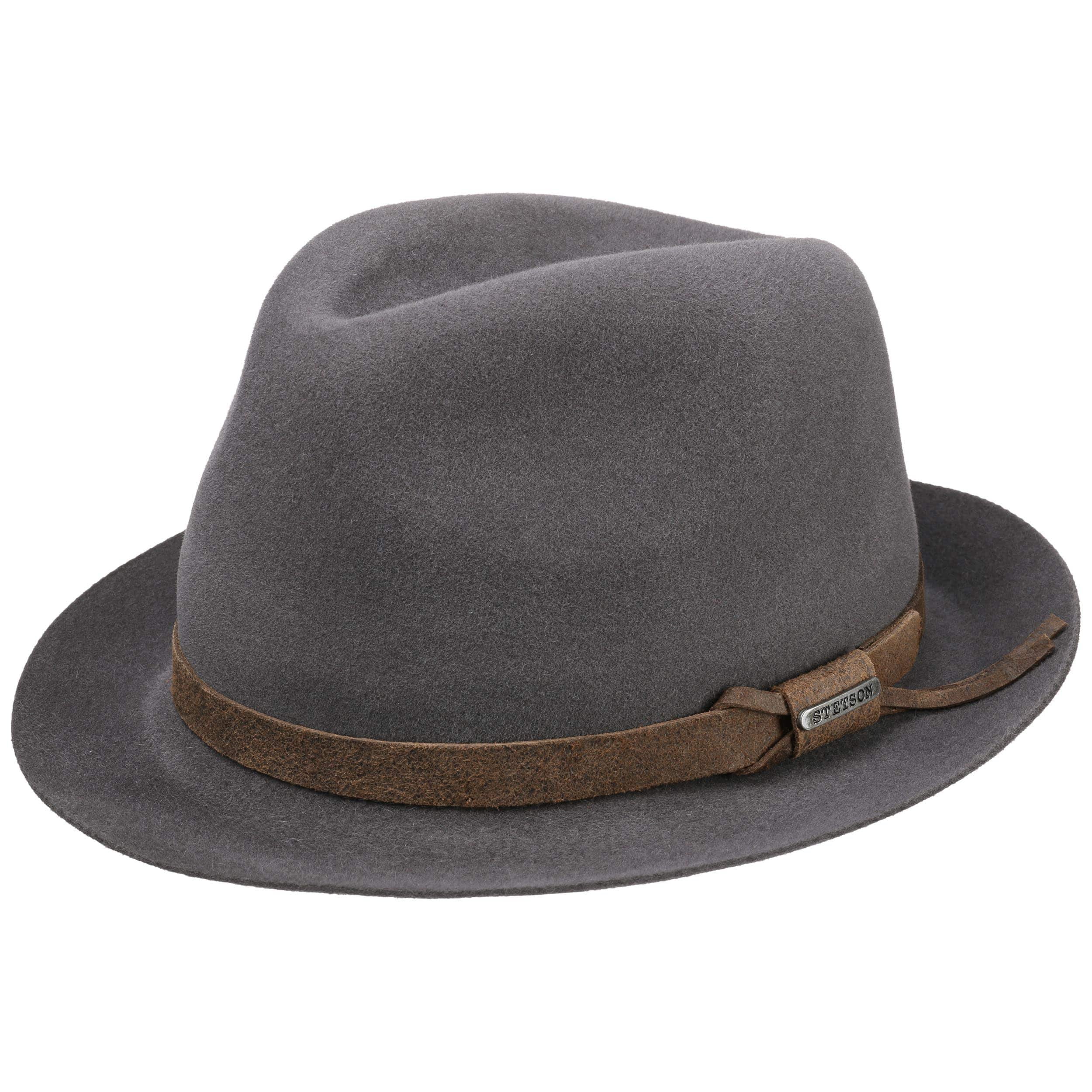 Stetson Cappello Trilby Ellendale Player Uomo, In Feltro Di Lana 100%, Impermeabile E Pieghevole, Colore Monocromatico, Tesa 3,7 Cm, Altezza Testa 10,5 Cm, Per Autunno E Inverno