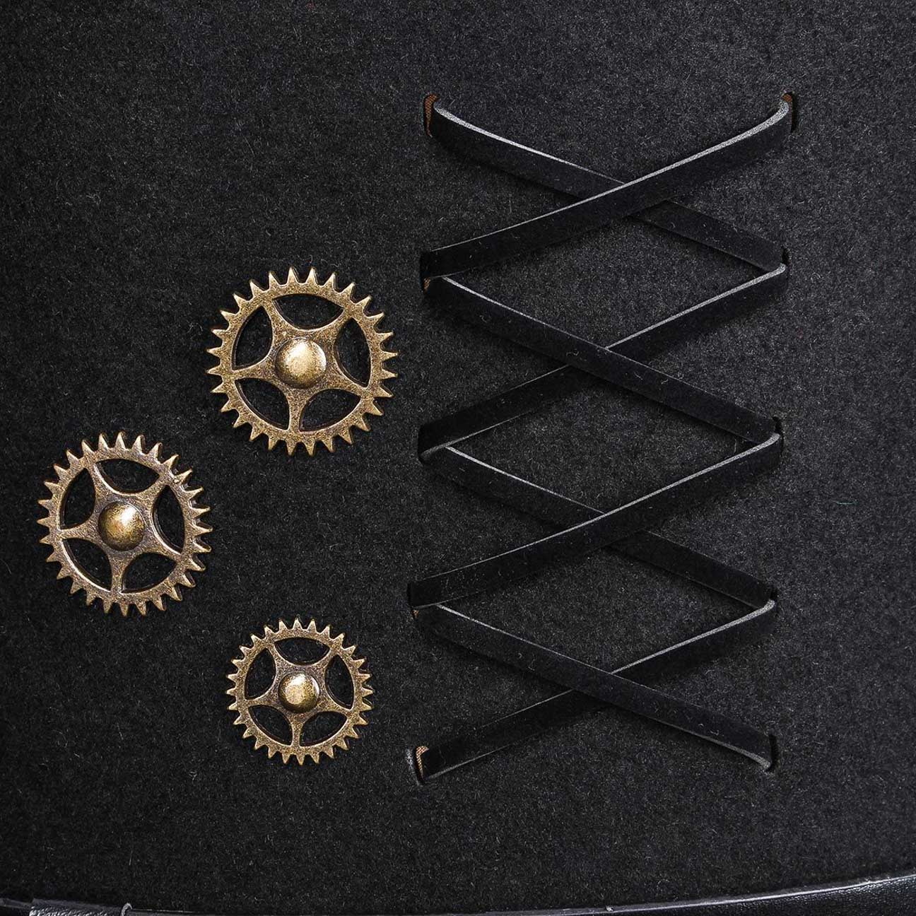 Cappello A Cilindro Steampunk Uomo - Feltro Di Lana Australiana, Con Decorazioni In Ottone, Stile Vittoriano - Foto 8