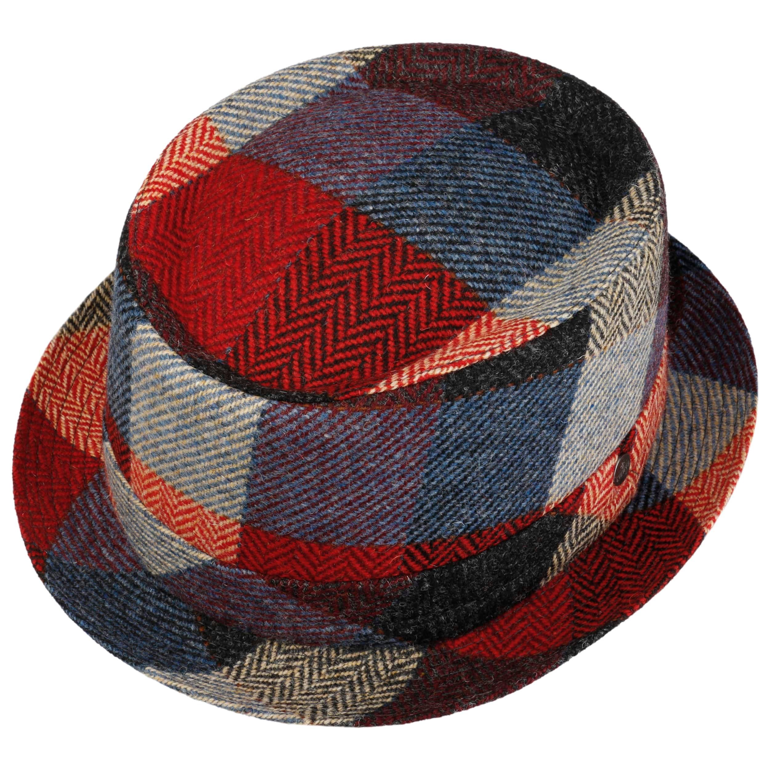 Cappello Lierys Pork Pie Uomo In Lana A Quadri - Made In Italy Con Fodera Invernale