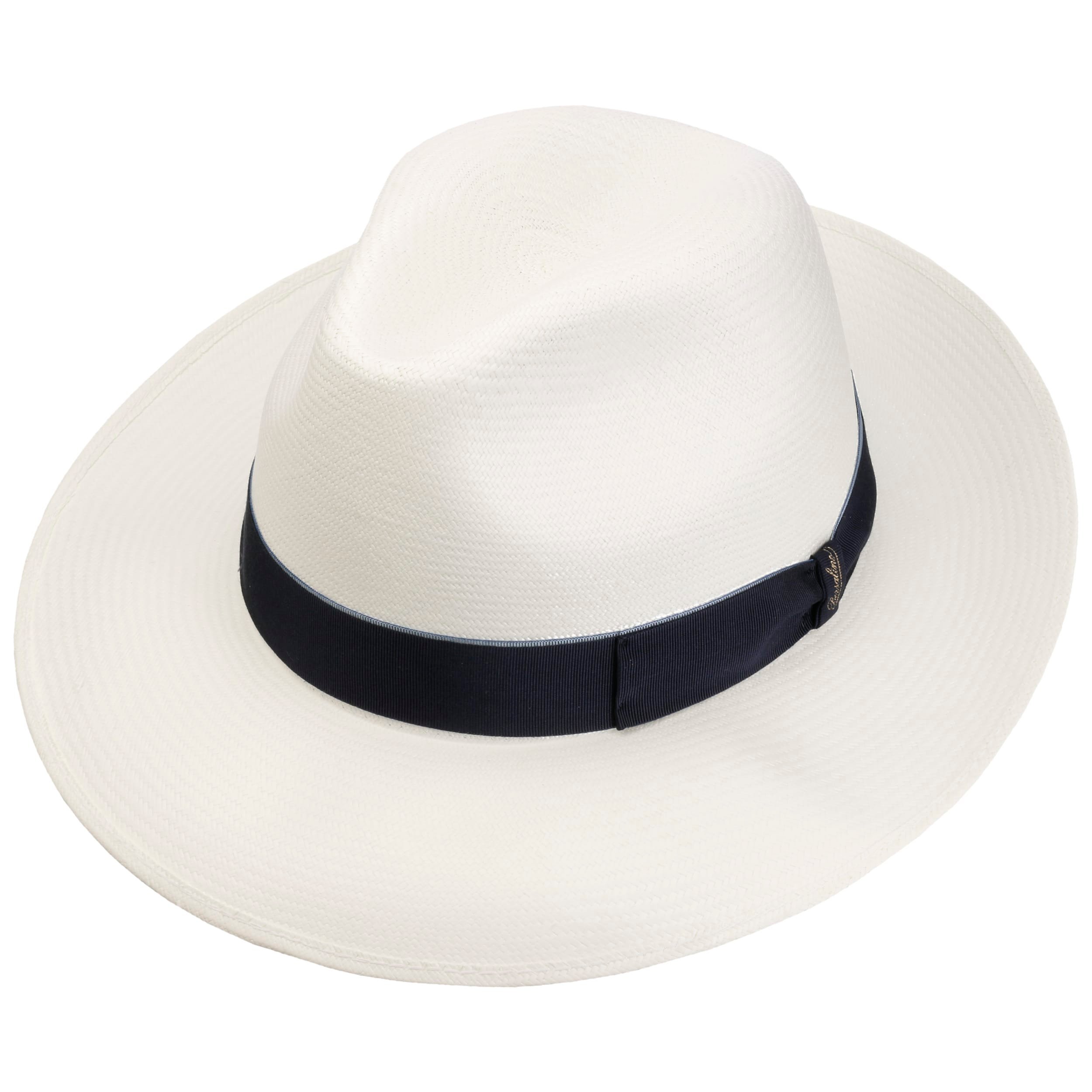 Cappello Panama Safari A Goccia Borges & Scott, Paglia Resistente, Tesa Larga, Nastro Classico Nero O Blu/rosso, Look Vintage E Protettivo