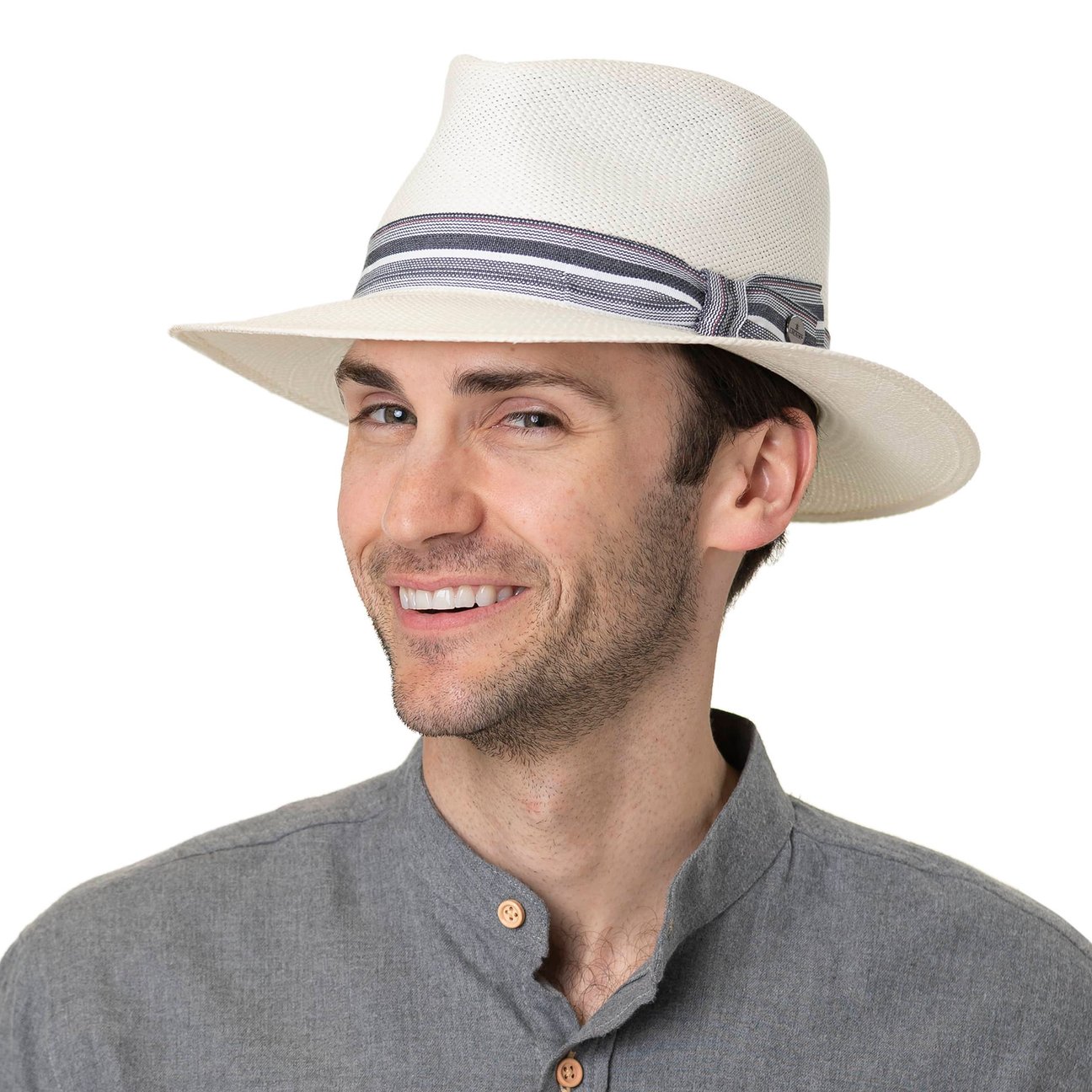 Cappello Panama Gibara Realizzato In Francia – Taglia 62 Cm, Colore Blu Marina, Paglia Intrecciata In Italia, Tesa 7 Cm
