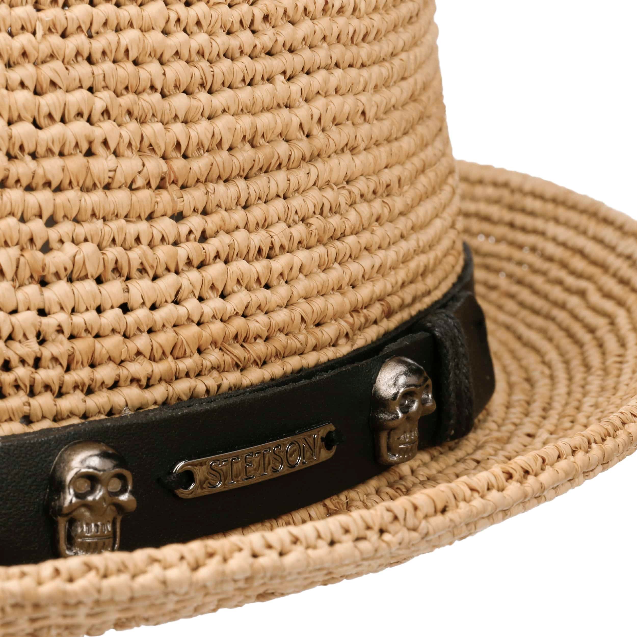 Stetson Cappello In Rafia Dan Crochet Traveller – Unisex Con Nastro Grosgrain – Falda 7 Cm – Protezione Solare Estiva Per Uomo E Donna