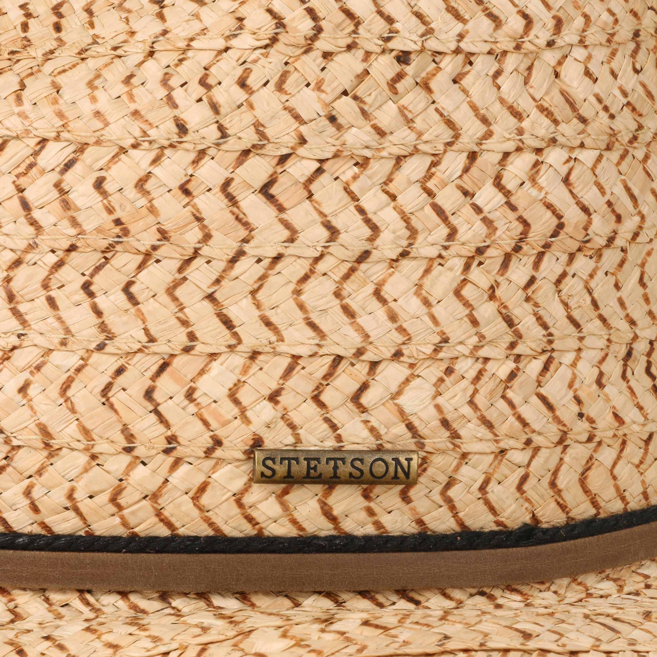 Stetson Cappello Western Glenrio In Rafia - Unisex, Con Fascia In Pelle E Dettagli In Pietre - Tesa Modellabile - Taglia XL (60-61 Cm), Colore Naturale - 6