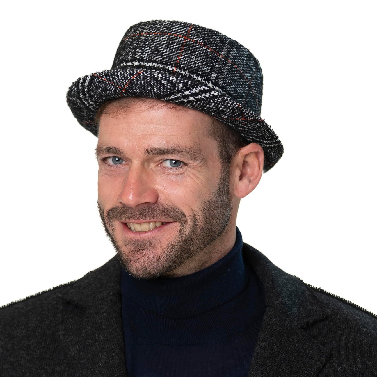 Cappello Lierys Pork Pie Uomo In Lana A Quadri - Made In Italy Con Fodera Invernale