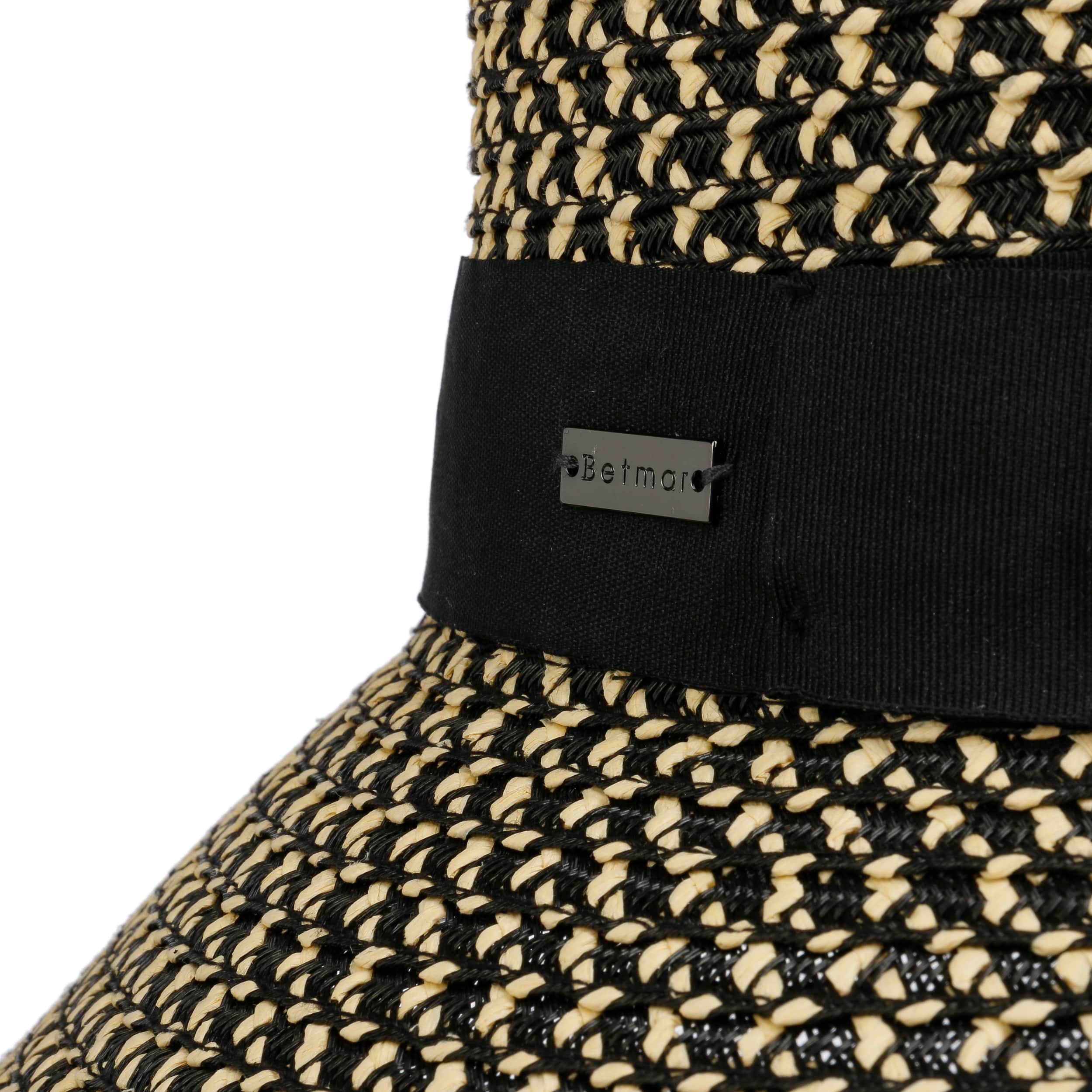 Cappello di paglia bianco a tesa larga con fiocco nero
