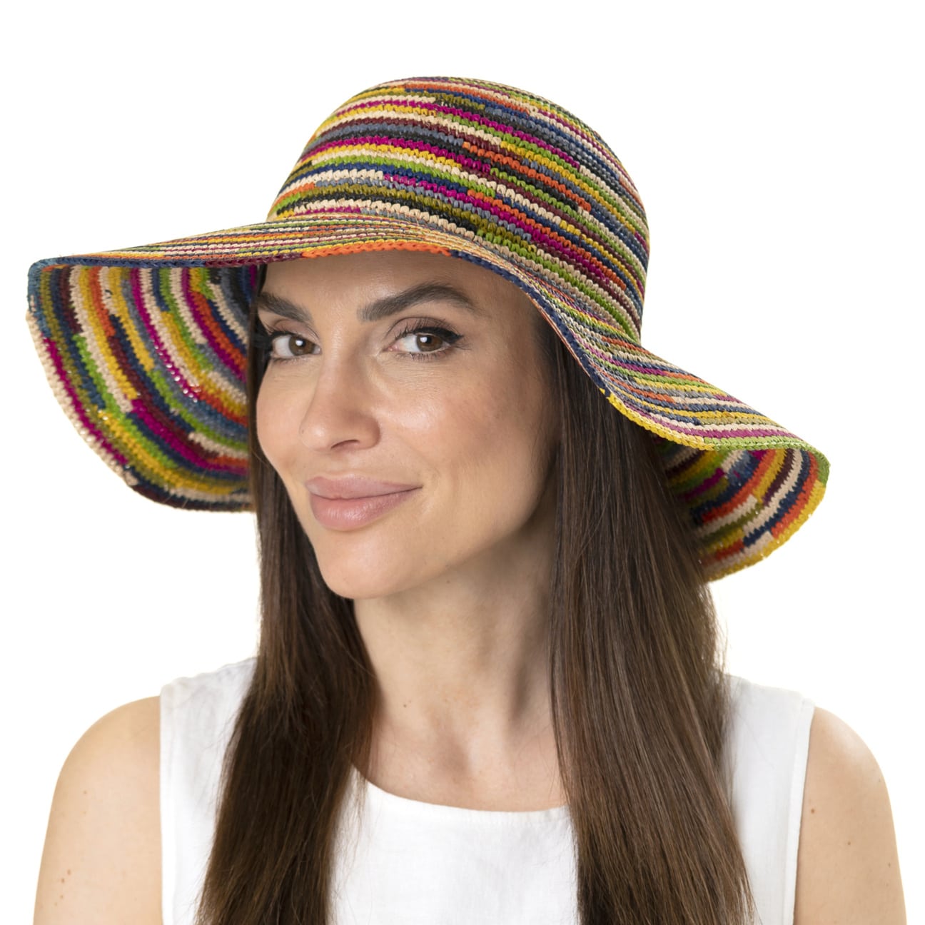 Cappello Da Spiaggia Donna - Tesa Larga 12-13cm, Pieghevole - UPF50+ - Cotone, 4 Colori - Per Estate E Vacanze - Foto 7