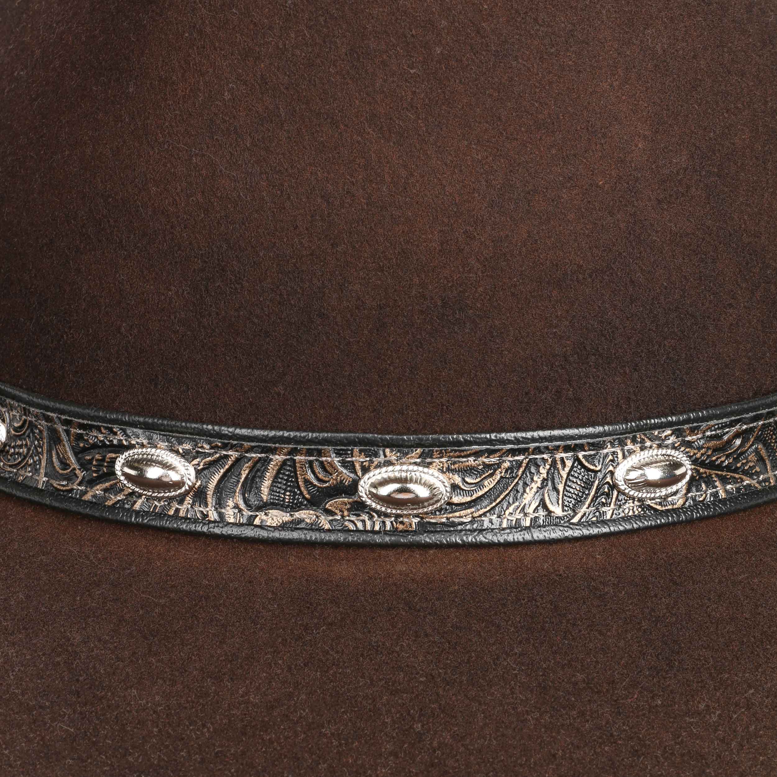 Cappello Da Cowboy In Finta Pelle Scamosciata Marrone Cowgirl Adulti - Foto 10