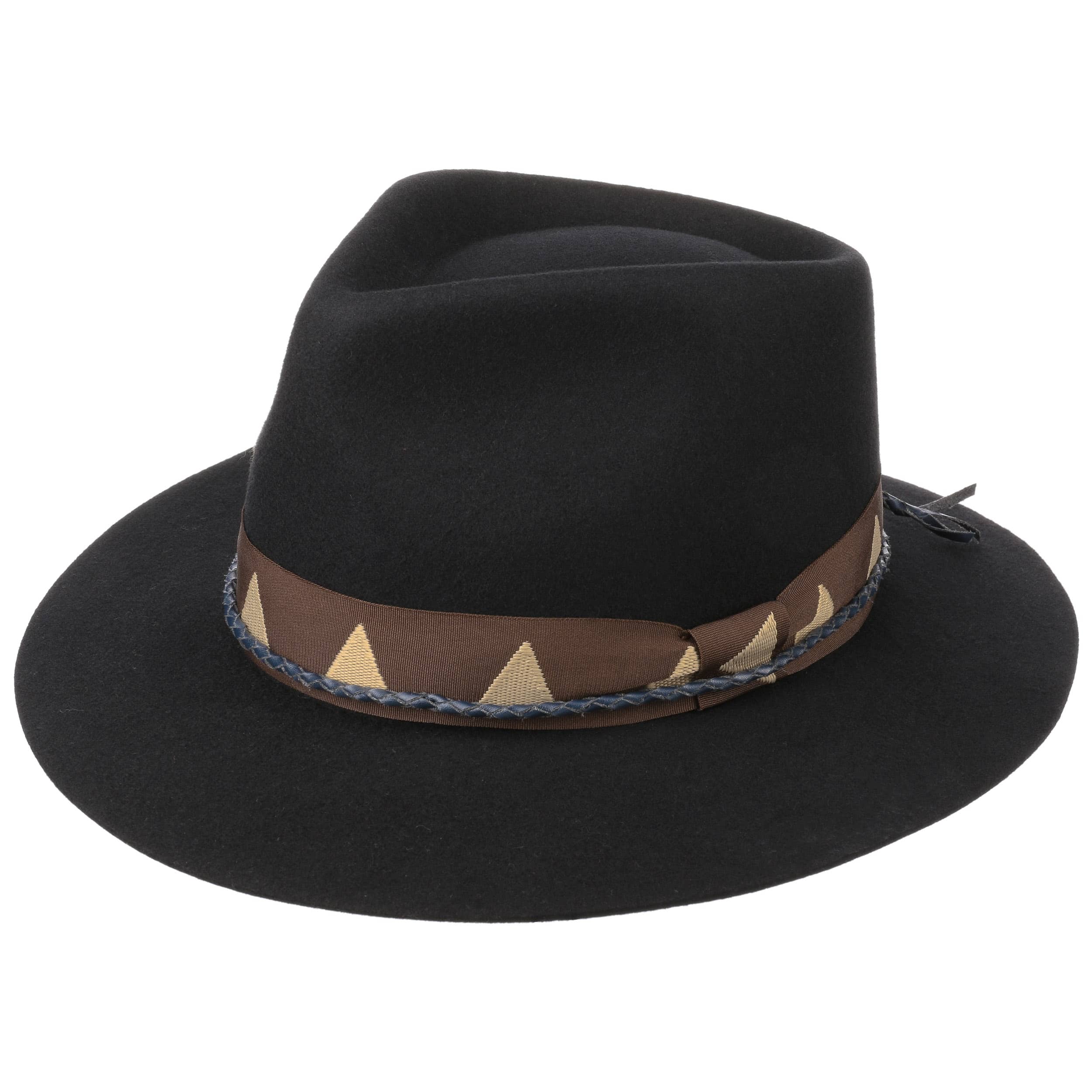 Cappello Fedora da Uomo O Donna IN 100/% Lana di Feltro//Cappello Cowboy Nero
