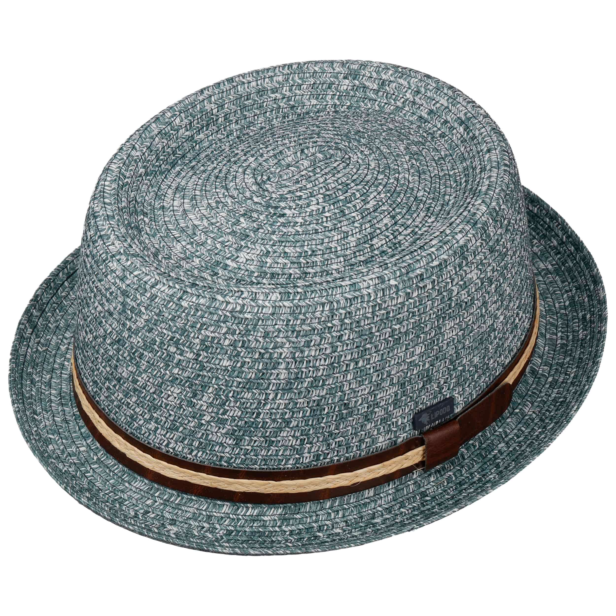 Cappello Di Paglia Carignano Pork Pie Uomo LIPODO - Made In Italy, Fascia In Pelle E Nastro Grosgrain, Per Primavera/estate
