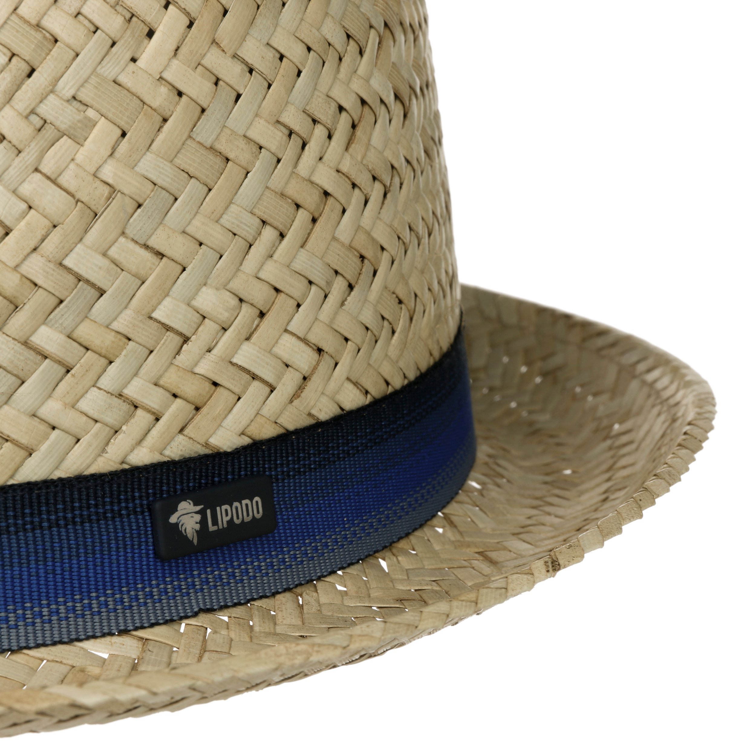 Lipodo Chapeau En Paille Diamond Crown Unisexe - Fedora D'Été Made In Italy Avec Ruban Gros Grain Pour Plage Et Printemps