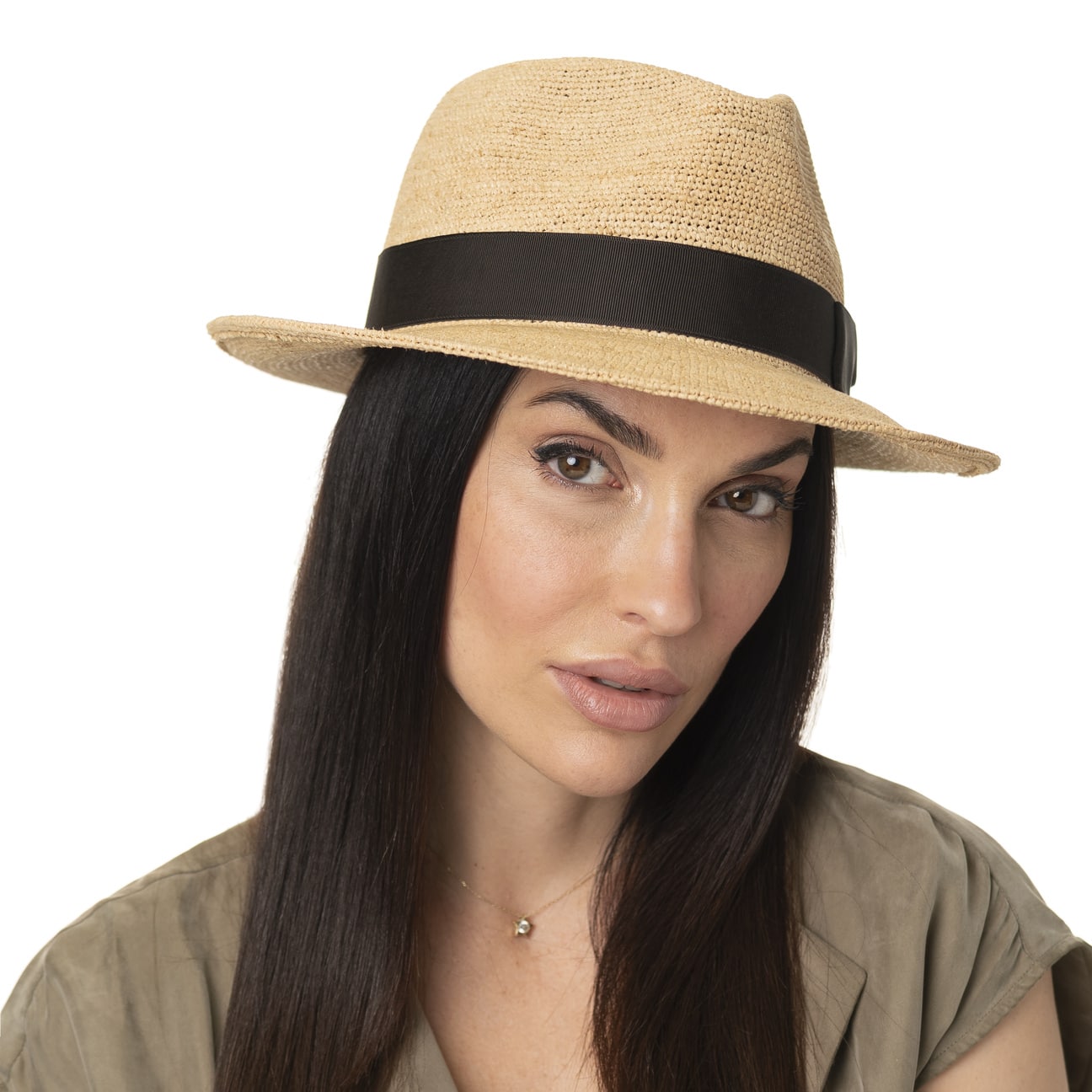 Stetson Falda 6cm Cappello Paglia Stetson Fedora - Rafia Crochet Per Donna E Uomo Estate Fedora Rafia Spiaggia