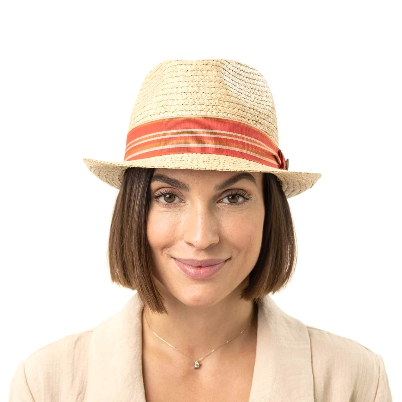 Cappello di paglia fiorentina, rosa - Leontine Vintage