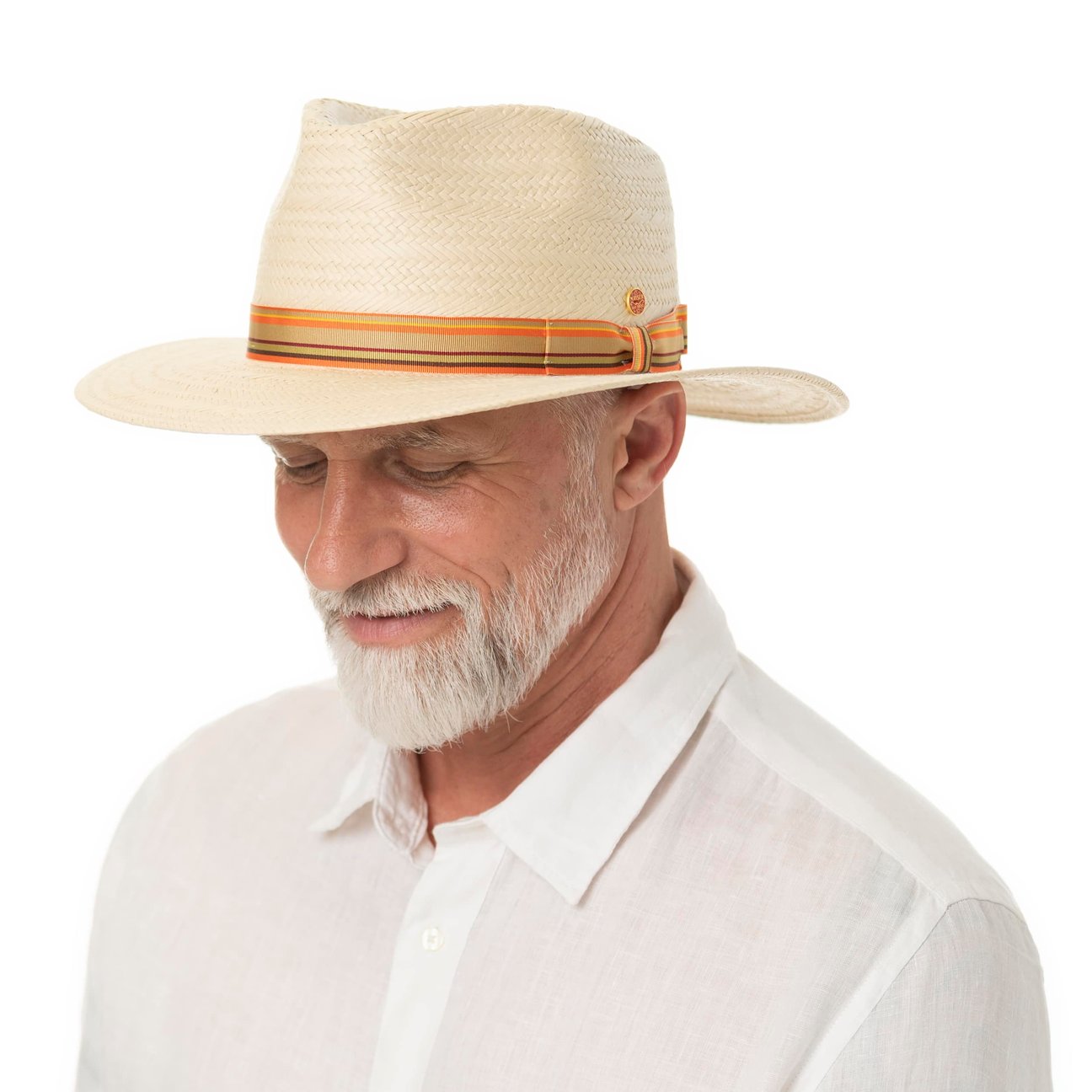 Cappello Di Paglia Mayser Maxwell Uomo - Made In EU, Tesa 7.5 Cm, Corona 10.5 Cm, Leggero, Con Nastro, Per Spiaggia Ed Estate