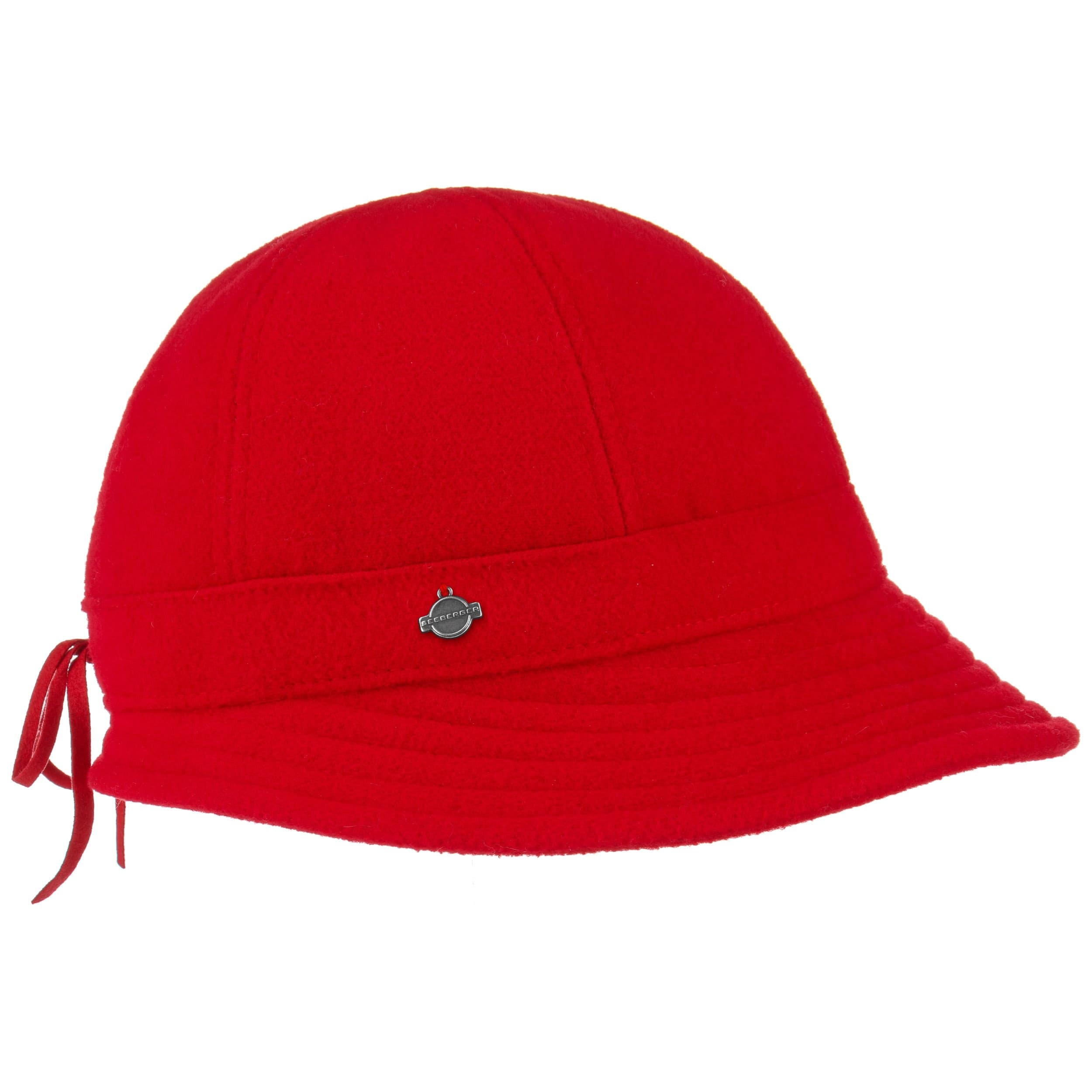 Cappello alla pescatora sfrangiato in denim e pelle di vitello Blu
