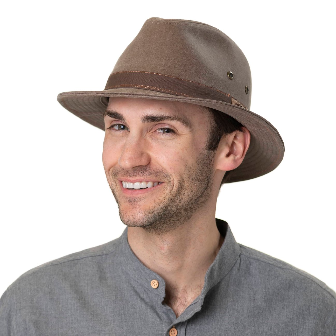 Cappello Stetson Traveller Uomo - In Cotone Con Fascia Pelle, Protezione UV 80, Per Estate E Inverno