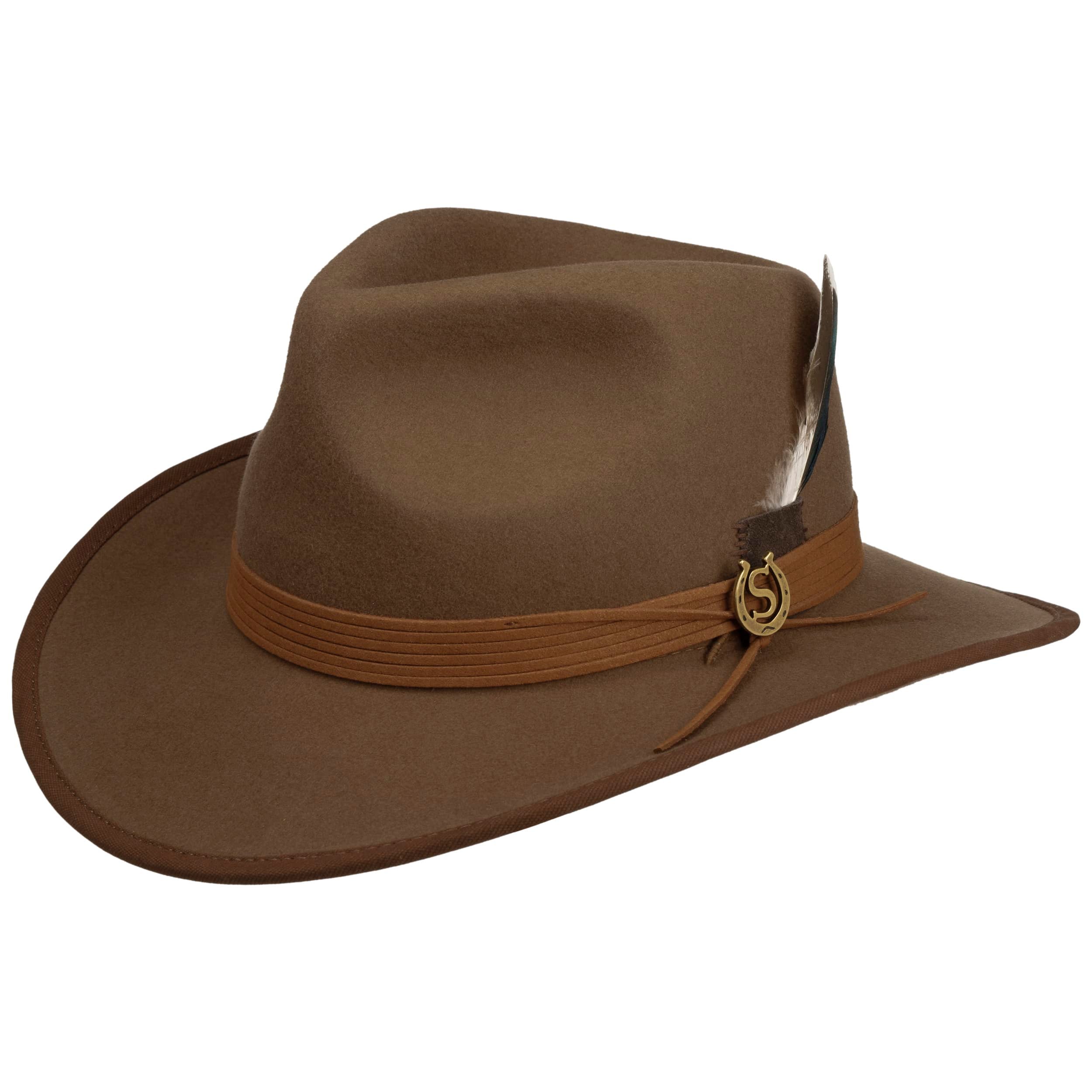 Stetson Cappello In Lana Dennysville – Stile Western Con Fascia In Pelle E Piuma – Idrorepellente E Oleorepellente – Taglia Unica