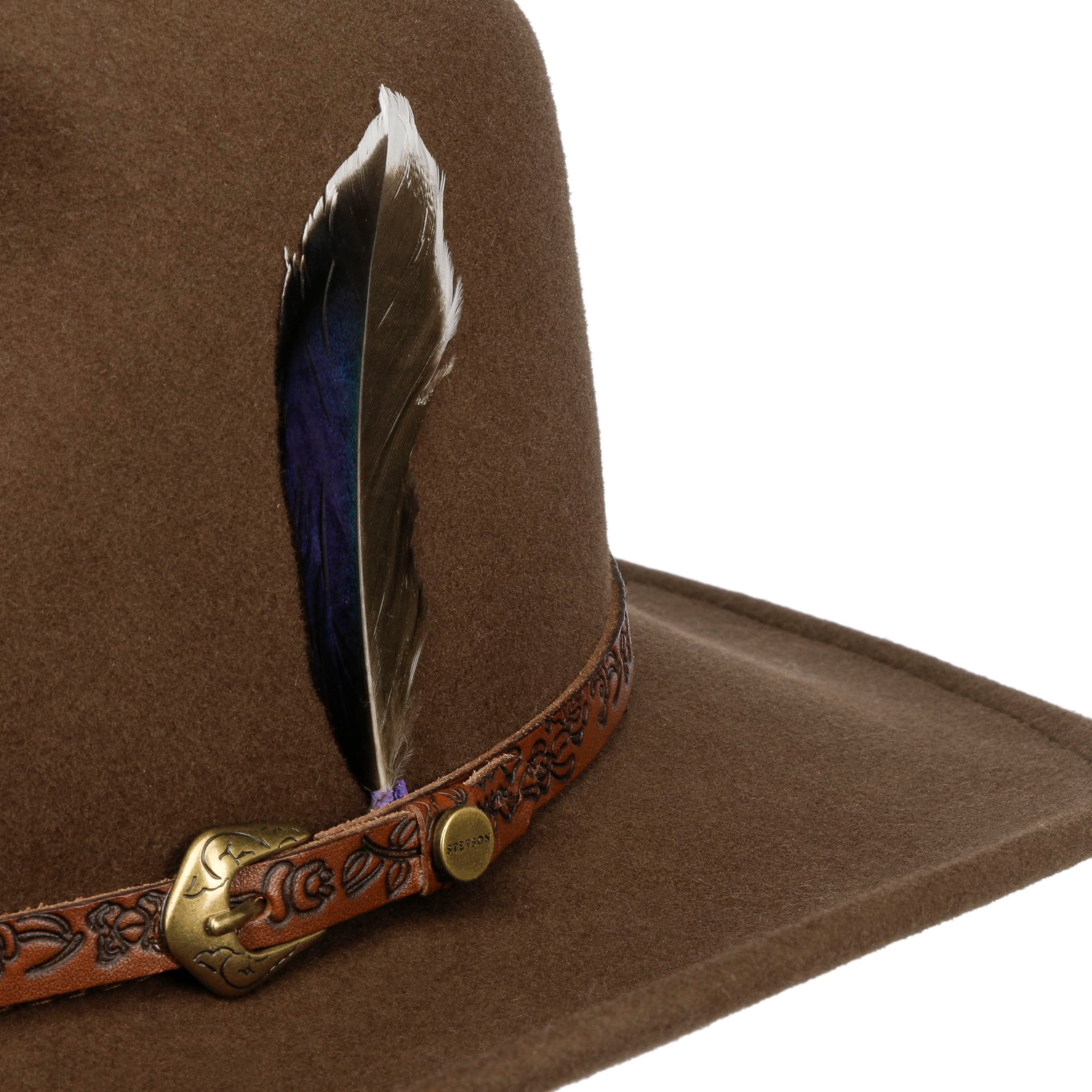 Stetson San Benito Cappello In Feltro Di Lana Western, Unisex, Con Fascia In Pelle, Tesa Larga 7 Cm, Idrorepellente E Pieghevole, Autunno/inverno