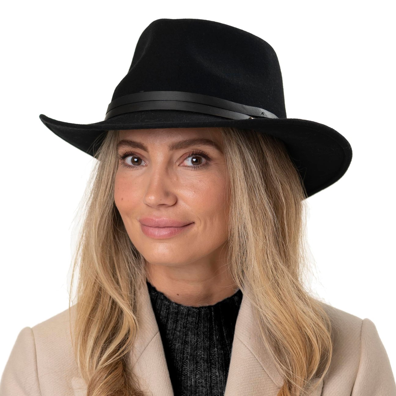 Stetson San Benito Cappello In Feltro Di Lana Western, Unisex, Con Fascia In Pelle, Tesa Larga 7 Cm, Idrorepellente E Pieghevole, Autunno/inverno