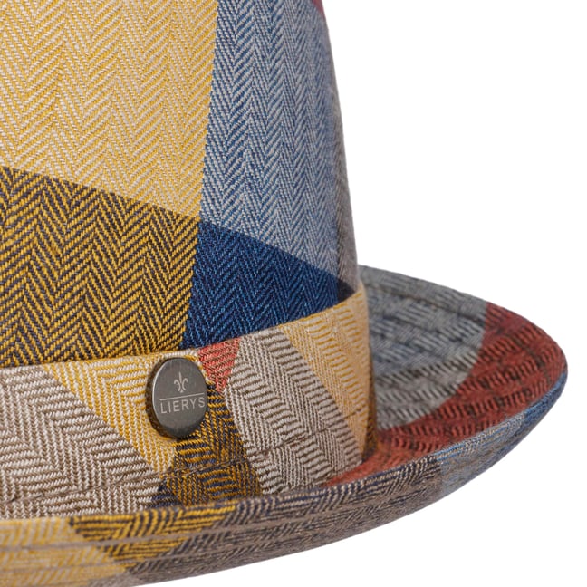 Cappello Pork Pie In Lino LIERYS - Made In Italy, Falda 3cm, Corona 9cm, Perfetto Per Primavera/estate