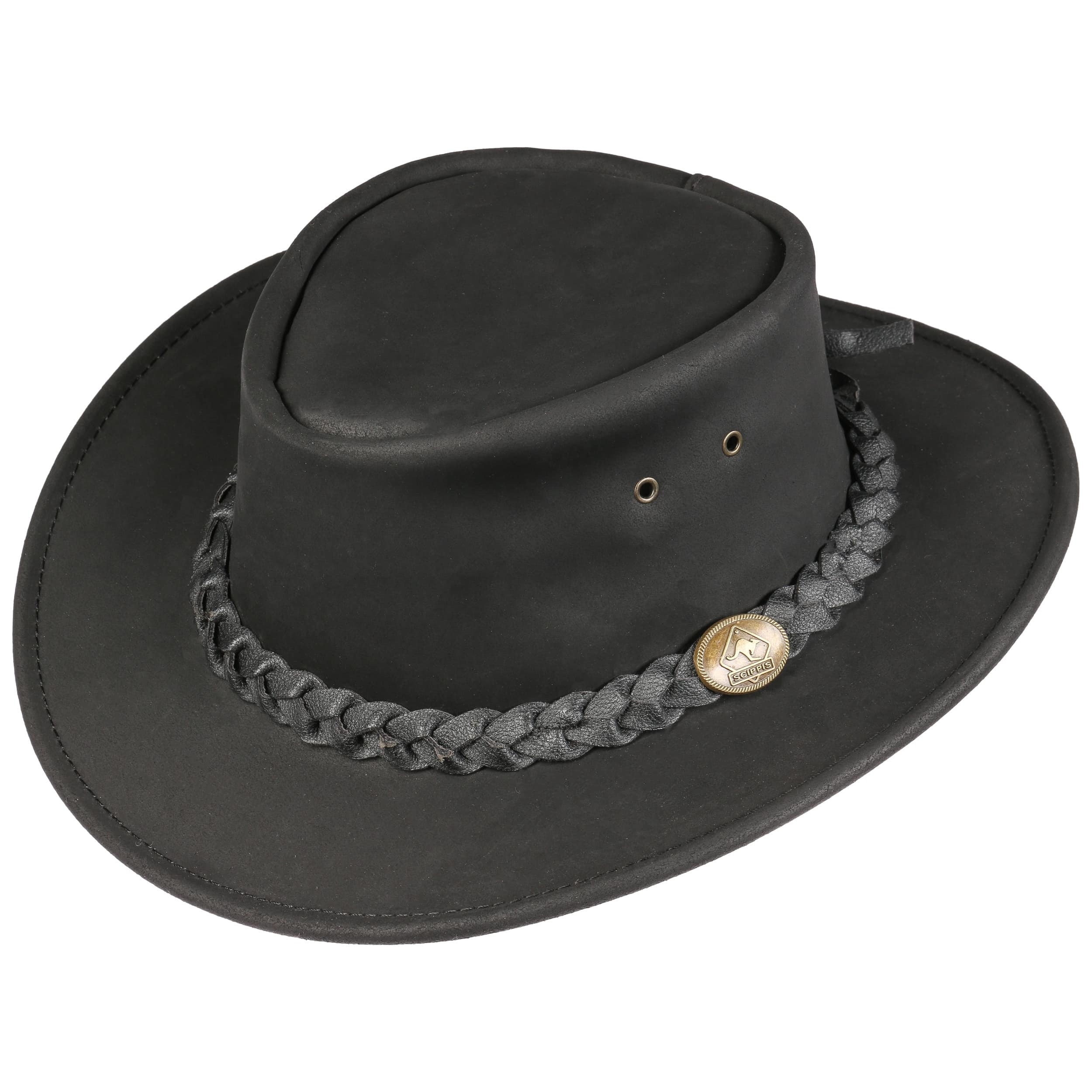 Cappello In Pelle Townsville SCIPPIS - Stile Cowboy Australiano | Marrone, Taglia M (56-57 Cm)