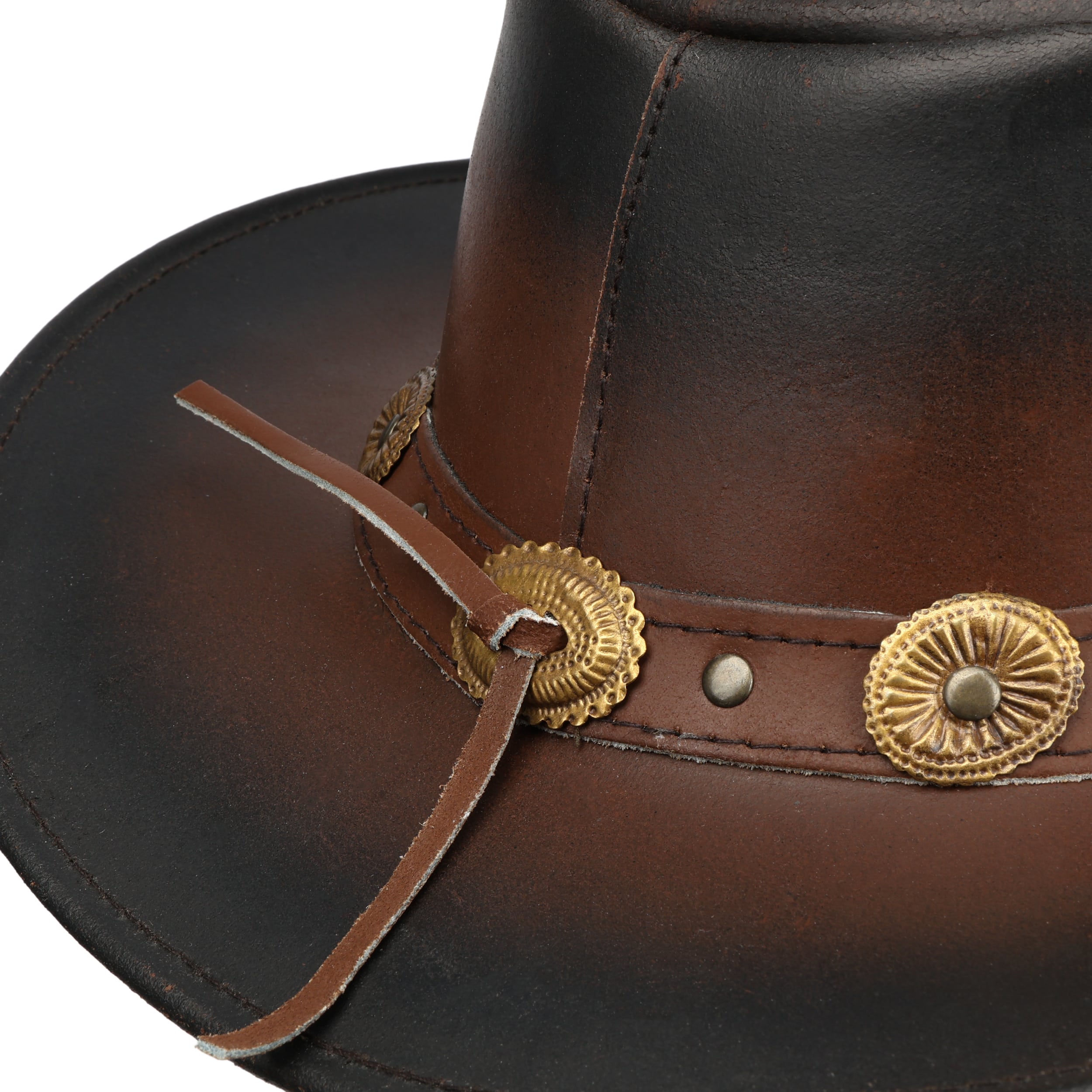 Cappello Originale Australiano Bush In Vera Pelle Stile Cowboy - Foto 6