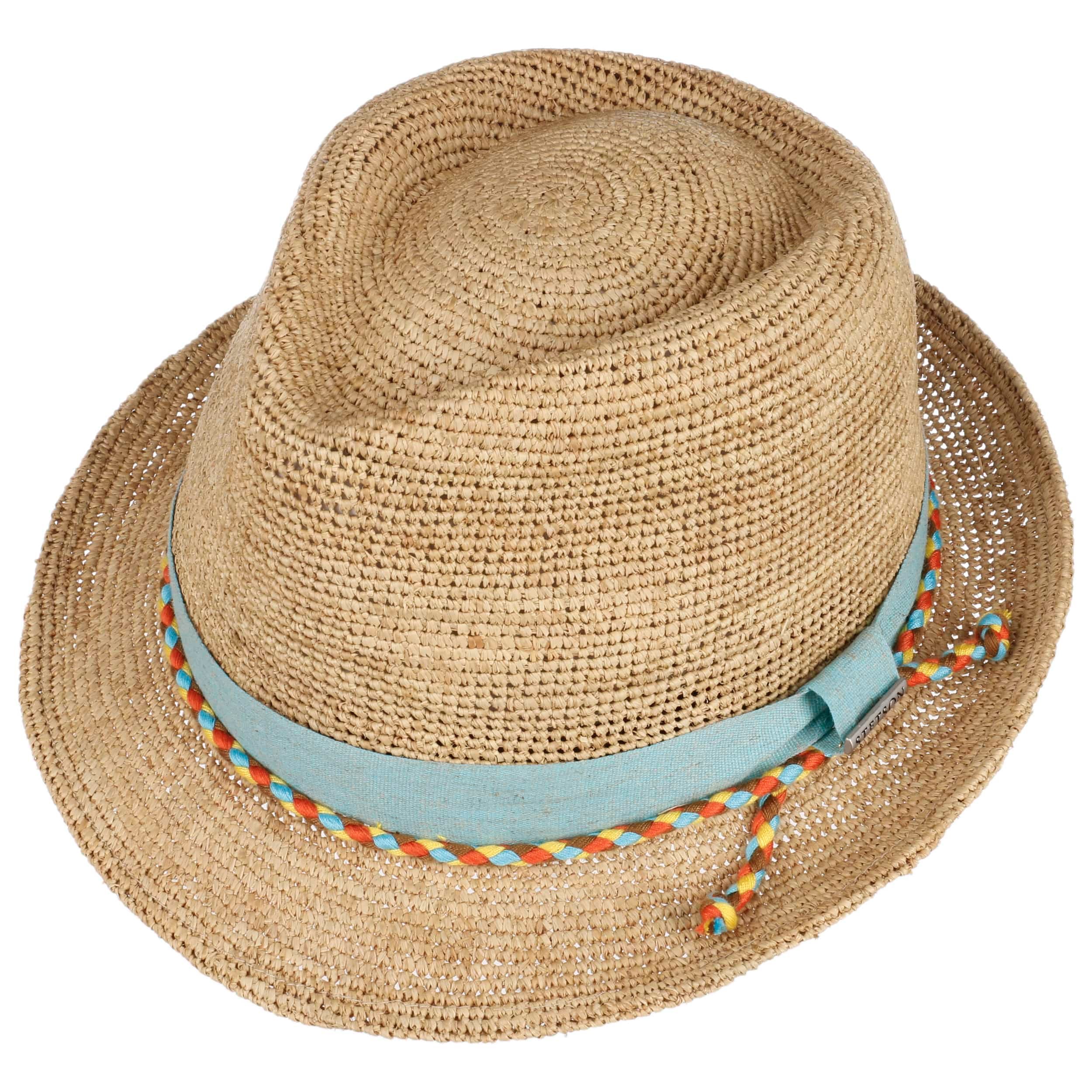 Stetson Cappello Trilby In Rafia – Paglia Naturale Con Nastro Grosgrain, Protezione UV 40+, Estate