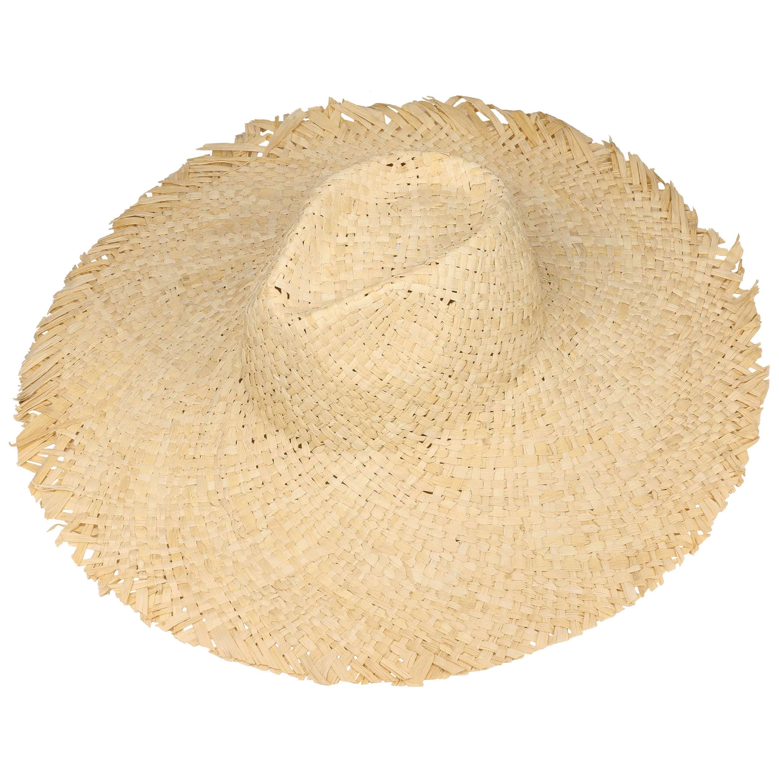 Cappello Di Paglia Naturale Da Donna Con Fascia Tessuto, Largo Tesa, Protezione Solare Estate