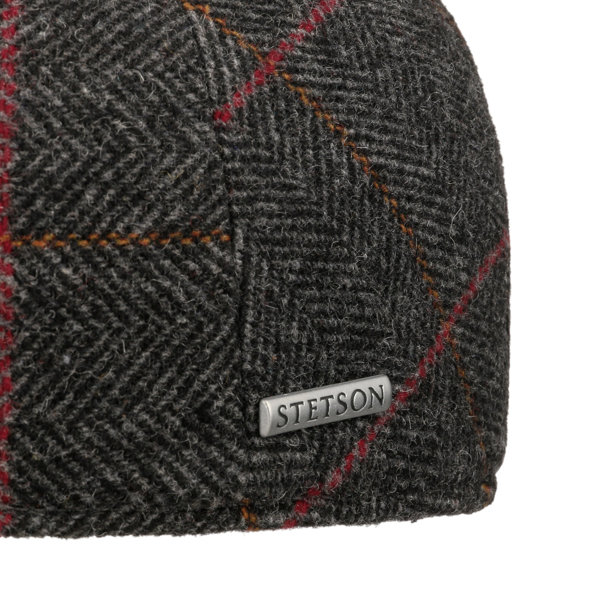 Stetson Coppola Bendner Driver In Lana Per Uomo/Donna - Berretto Piatto Con Visiera E Fodera In Cotone - Motivo Spina Di Pesce Grigio - Made In EU - 2