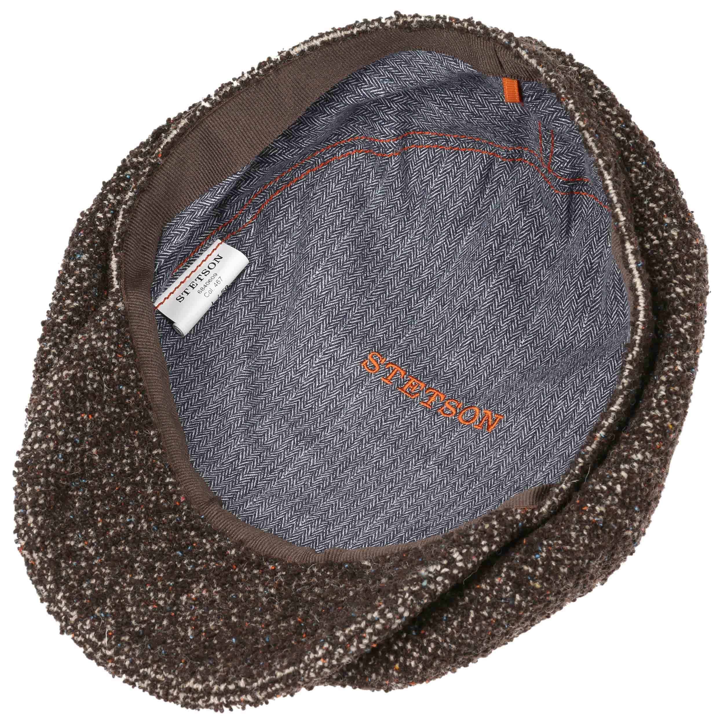 Stetson Coppola Hatteras Wool Herringbone Uomo - Made in The EU Cappello Piatto Cappellino Lana Invernale con Visiera, Fodera, Fodera Inverno Autunno /Inverno - 62 cm Marrone