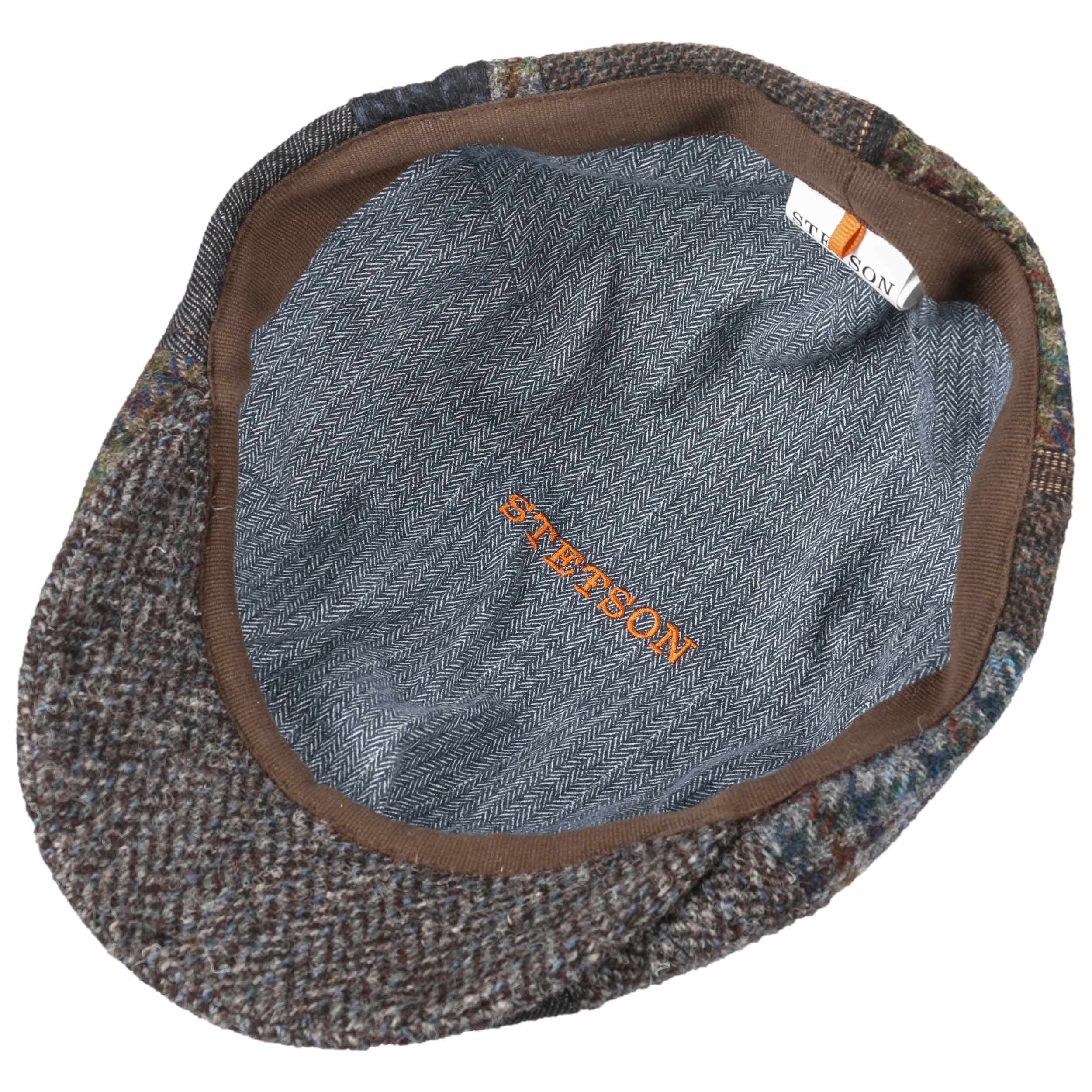 Berretto Piatto Stetson Texas Clarson Patchwork Per Uomo - In Lino, Lana E Cotone - Made In EU - Con Visiera E Fodera