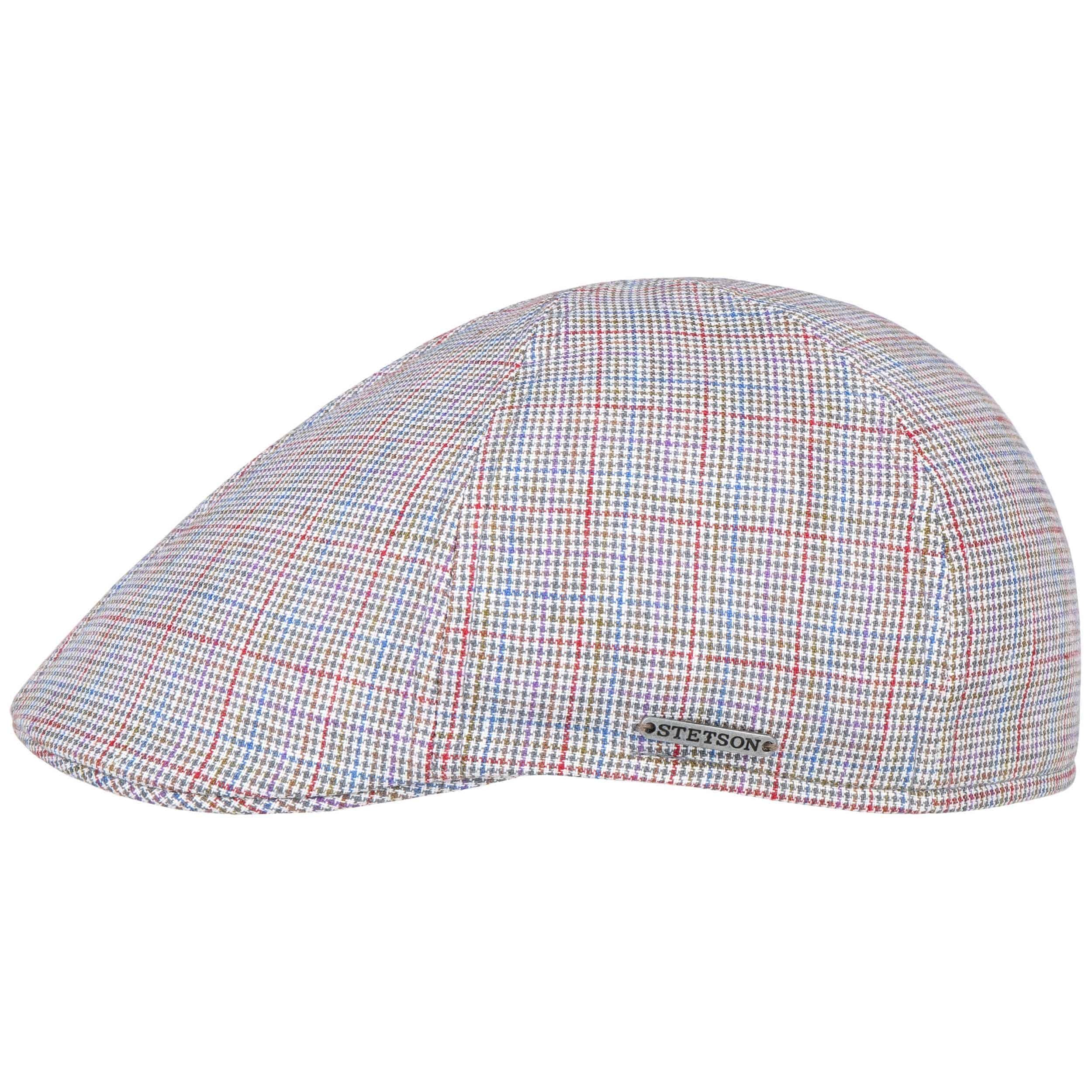 Coppola Stetson In Lino - Motivo A Quadri, Made In Germany, Con Visiera E Fodera, Per Uomo