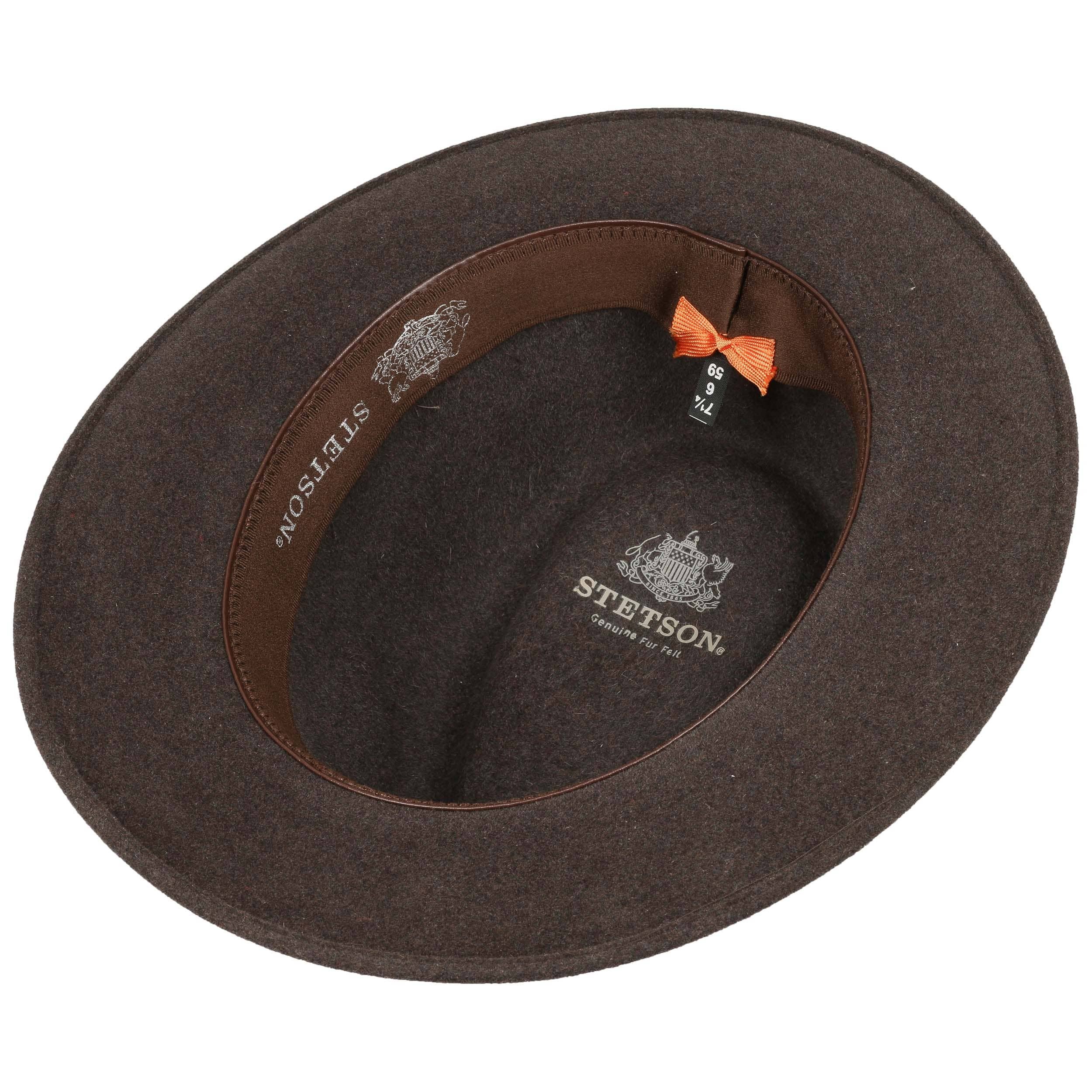 Stetson Cappello in Feltro di Pelo Linto High Donna/Uomo - Made The EU da Donna Uomo con Fodera, Fascia Pelle, Nastro Grosgrain Inverno Autunno/ Inverno - 58 cm Beige Scuro